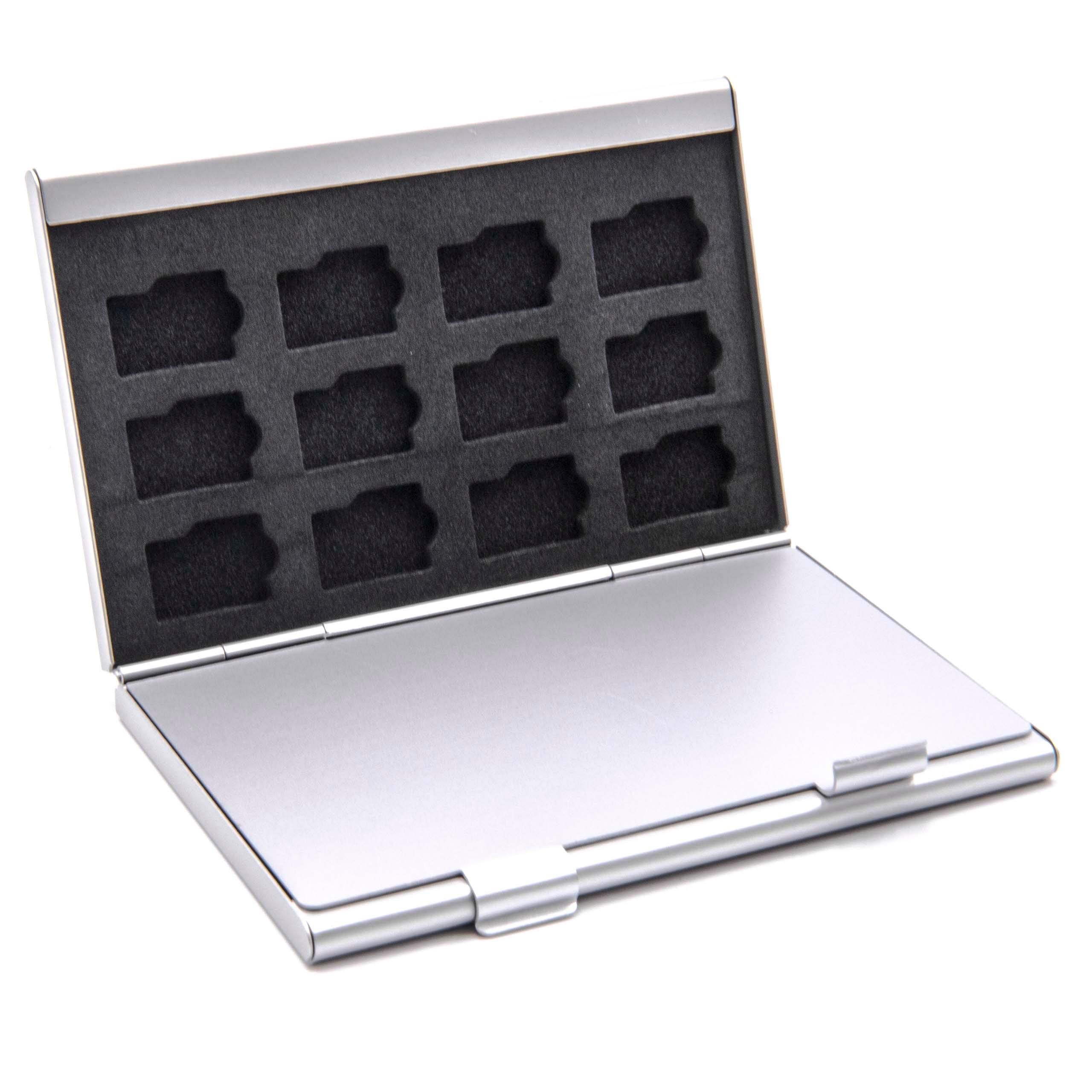Etui passend für Speicherkarten 24x MicroSD - Case, Aluminium, silber