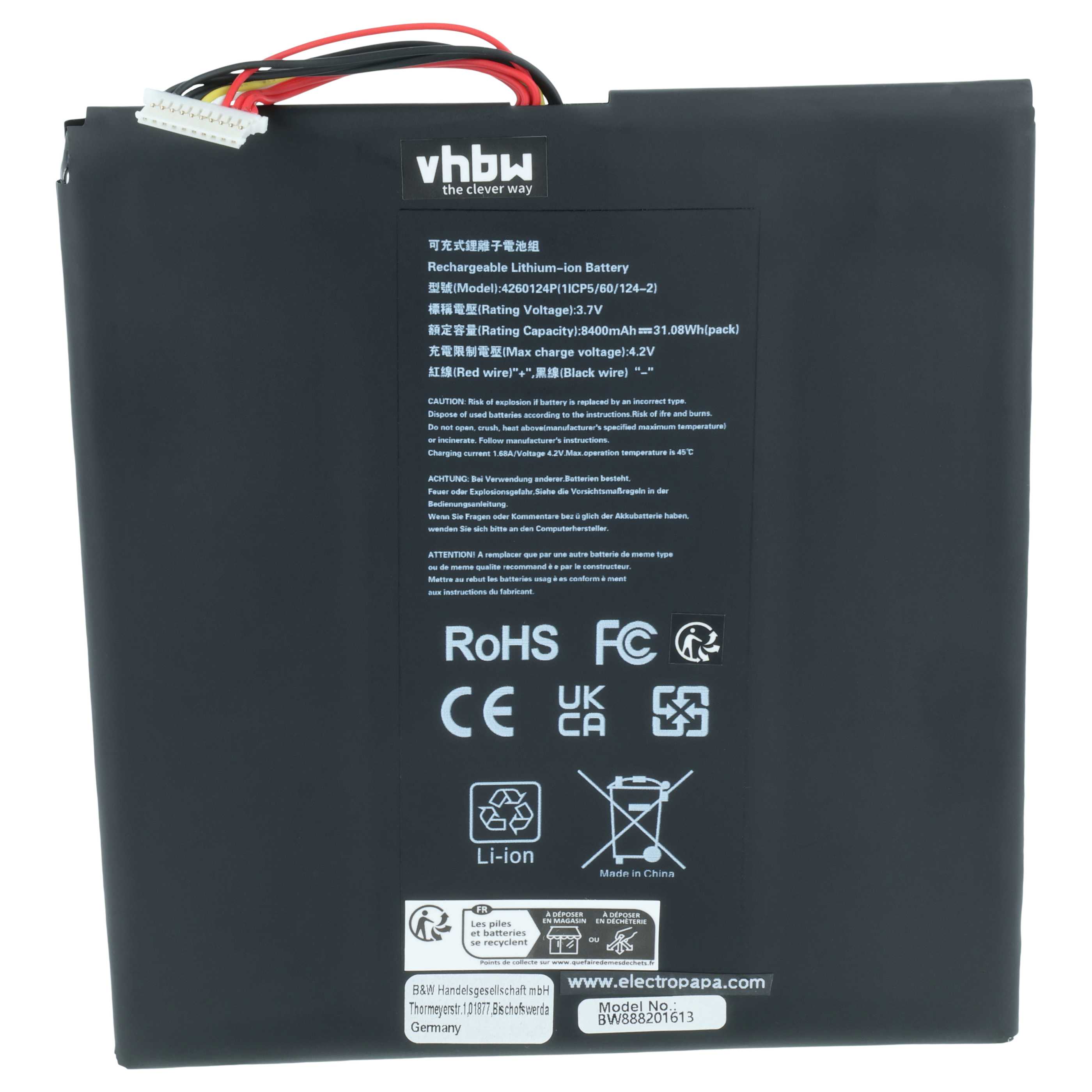 Akumulator do laptopa zamiennik Acer KT.0020Q.001, 4260124P - 8300 mAh 3,7 V LiPo