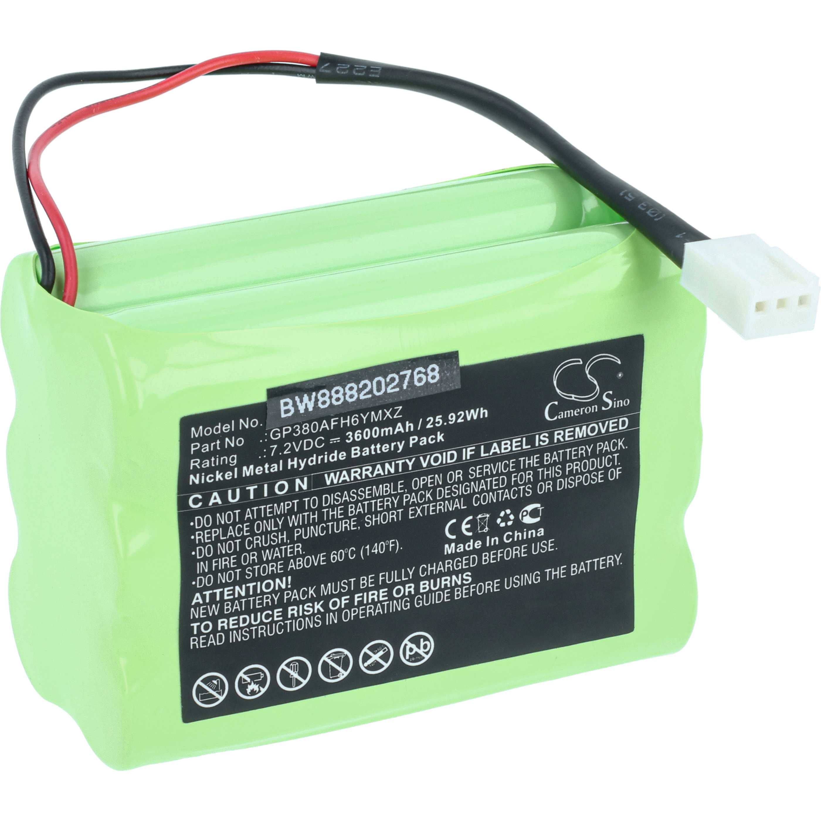Batería reemplaza Megalite / Mettler / Transpal GP380AFH6YMXZ para dispositivo medición - 3600 mAh 7,2 V NiMH