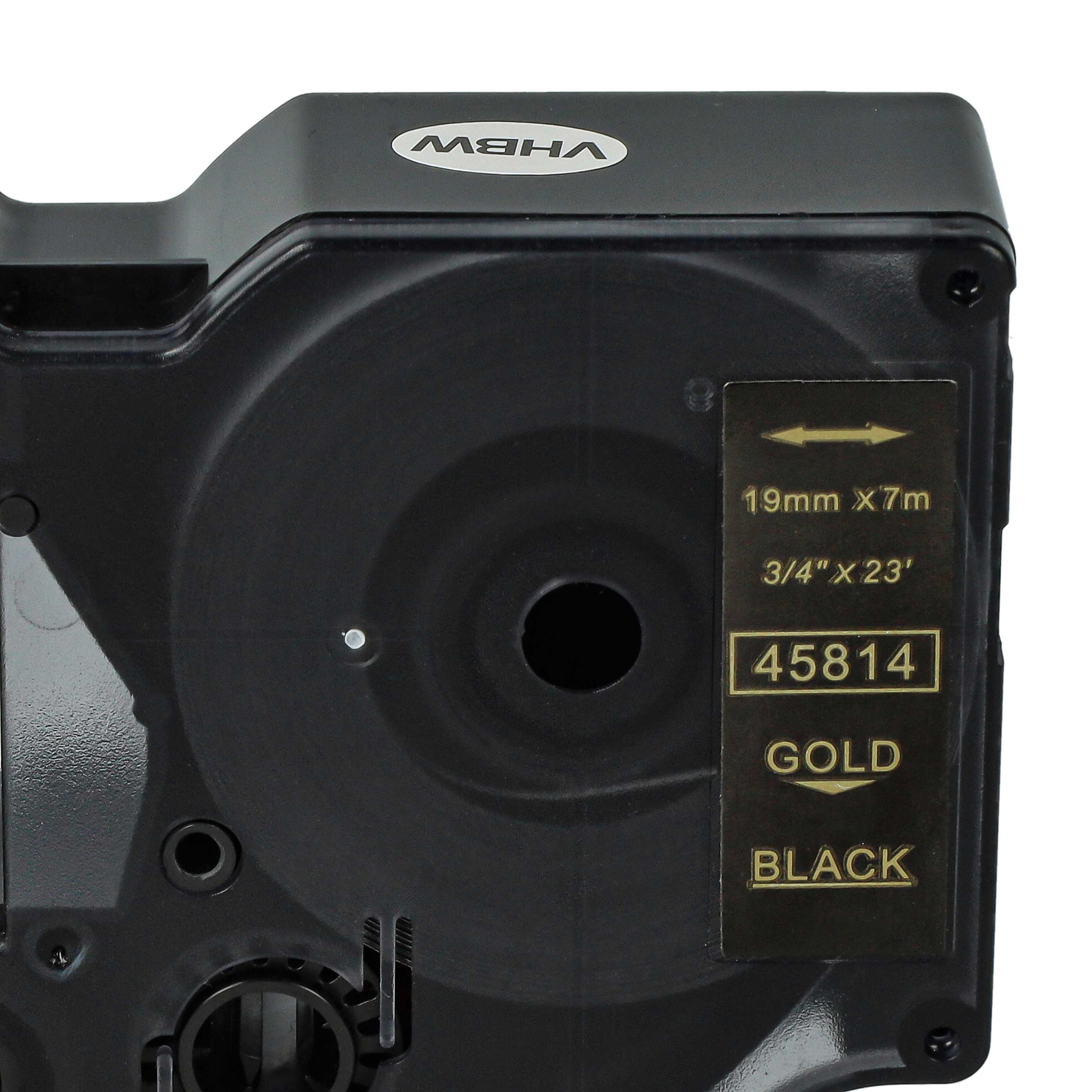 Label Tape replaces Dymo D1, 45814 - 19 mm Gold to Black