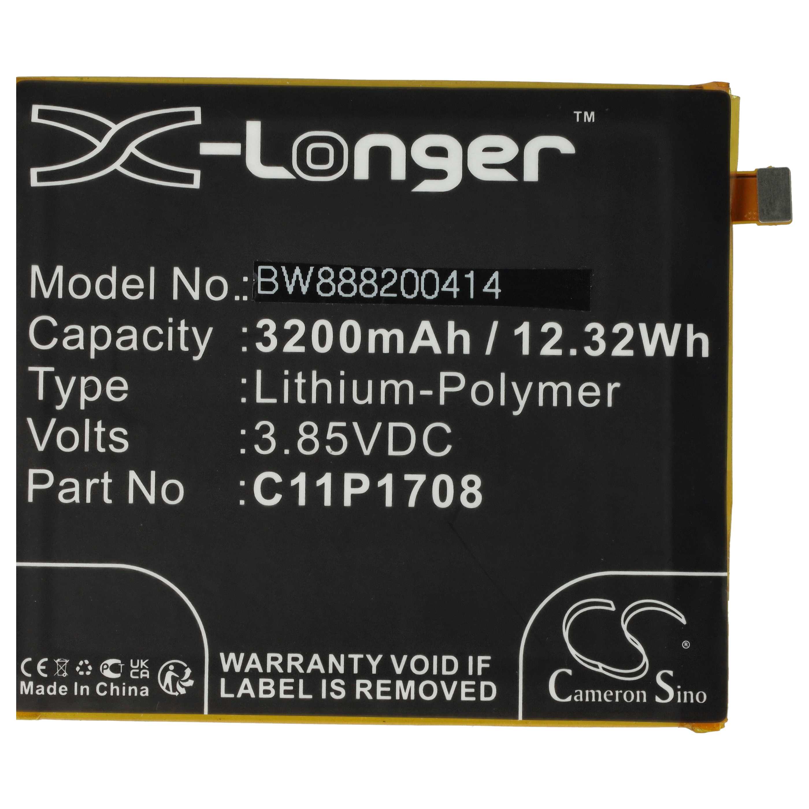 Akumulator do telefonu smartfona zamiennik Asus 0B200-02890100, C11P1708 (1ICP4/66/75) - 3200 mAh 3,85 V LiPo
