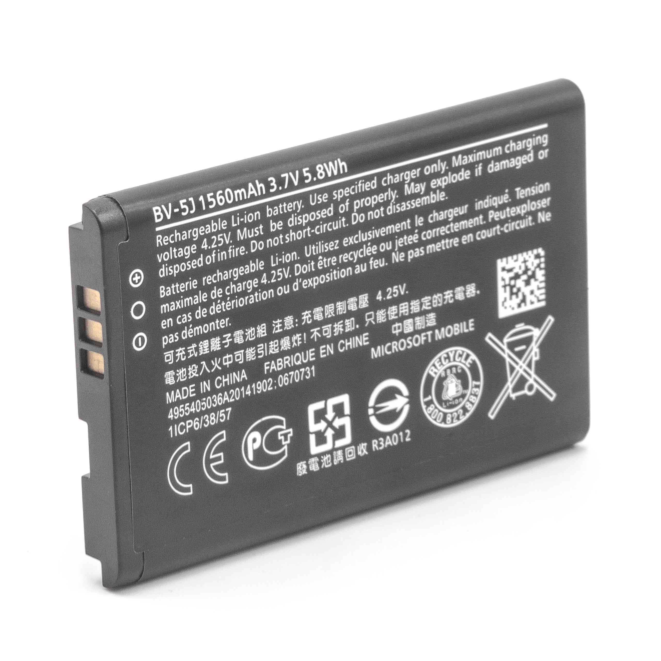 Mobile Phone Battery Replacement for Microsoft / Nokia BV-5J - 1550mAh 3.7V Li-Ion