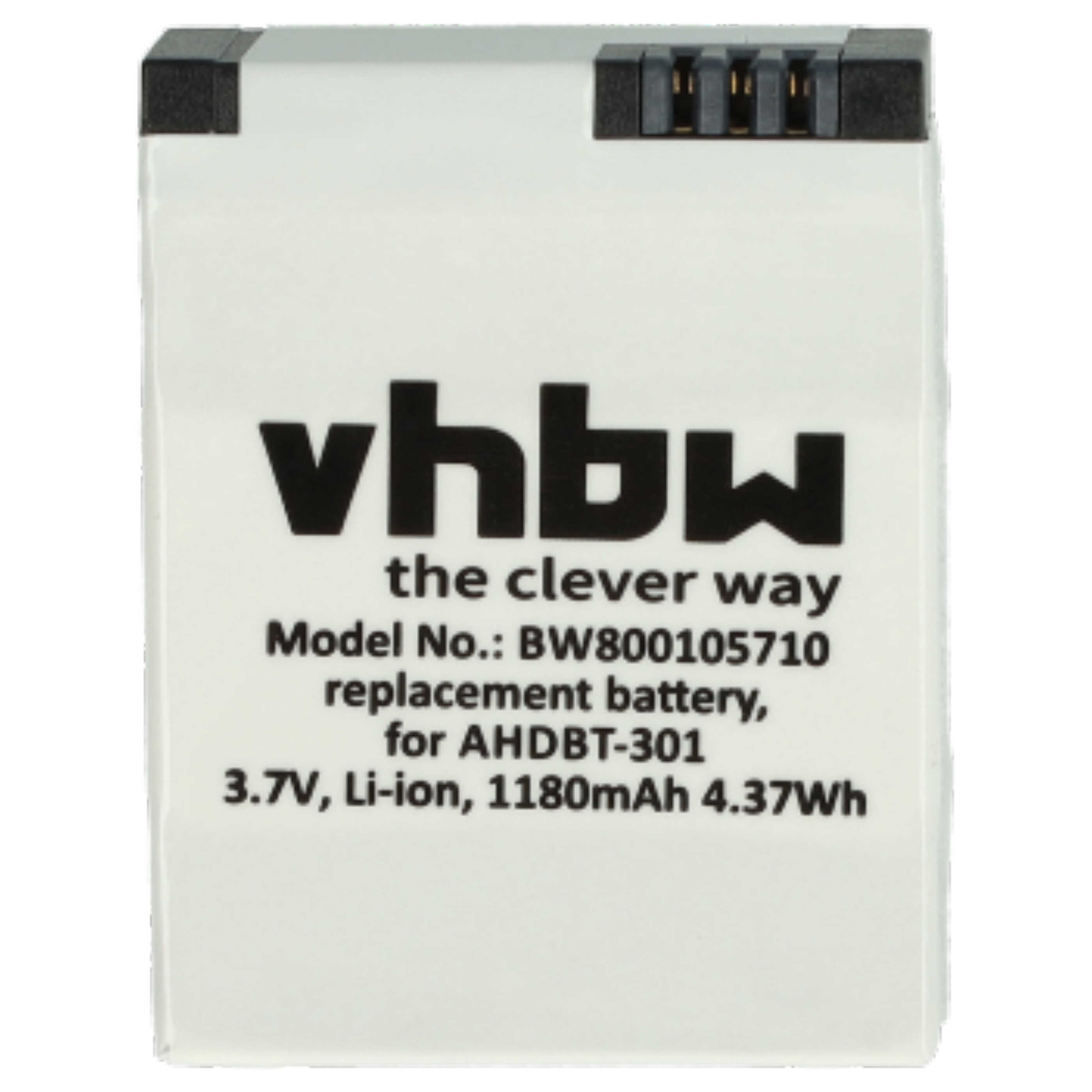 Videocamera 3x Battery replaces GoPro 1ICP7/26/33-2, 601-00724-00ACHDHN-301 - 1180 mAh 3.7 V Li-polymer