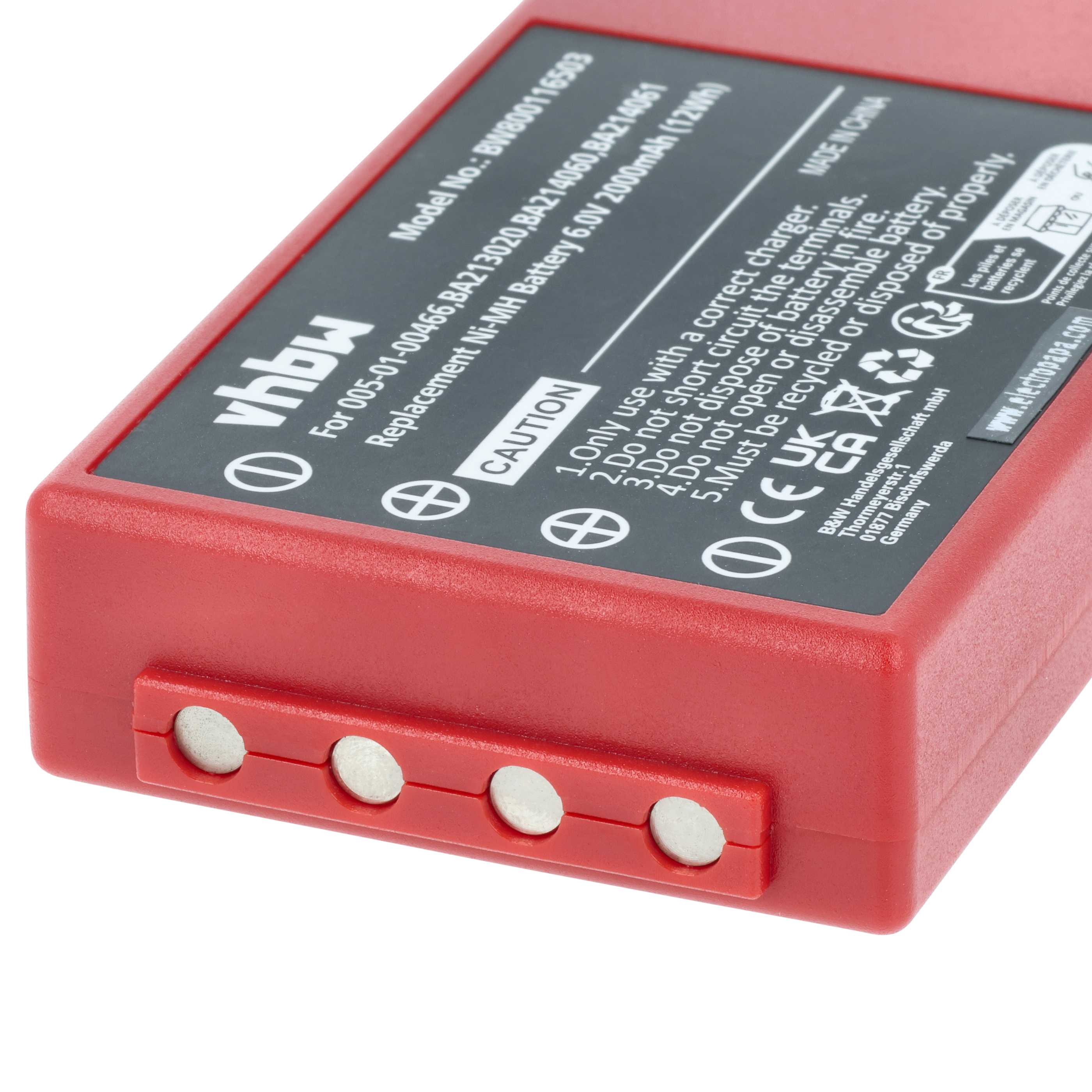 Batería reemplaza HBC 005-01-00466, BA210040 (FuB 10AA), BA213020, BA210 sistema control - 2000mAh 6V NiMH
