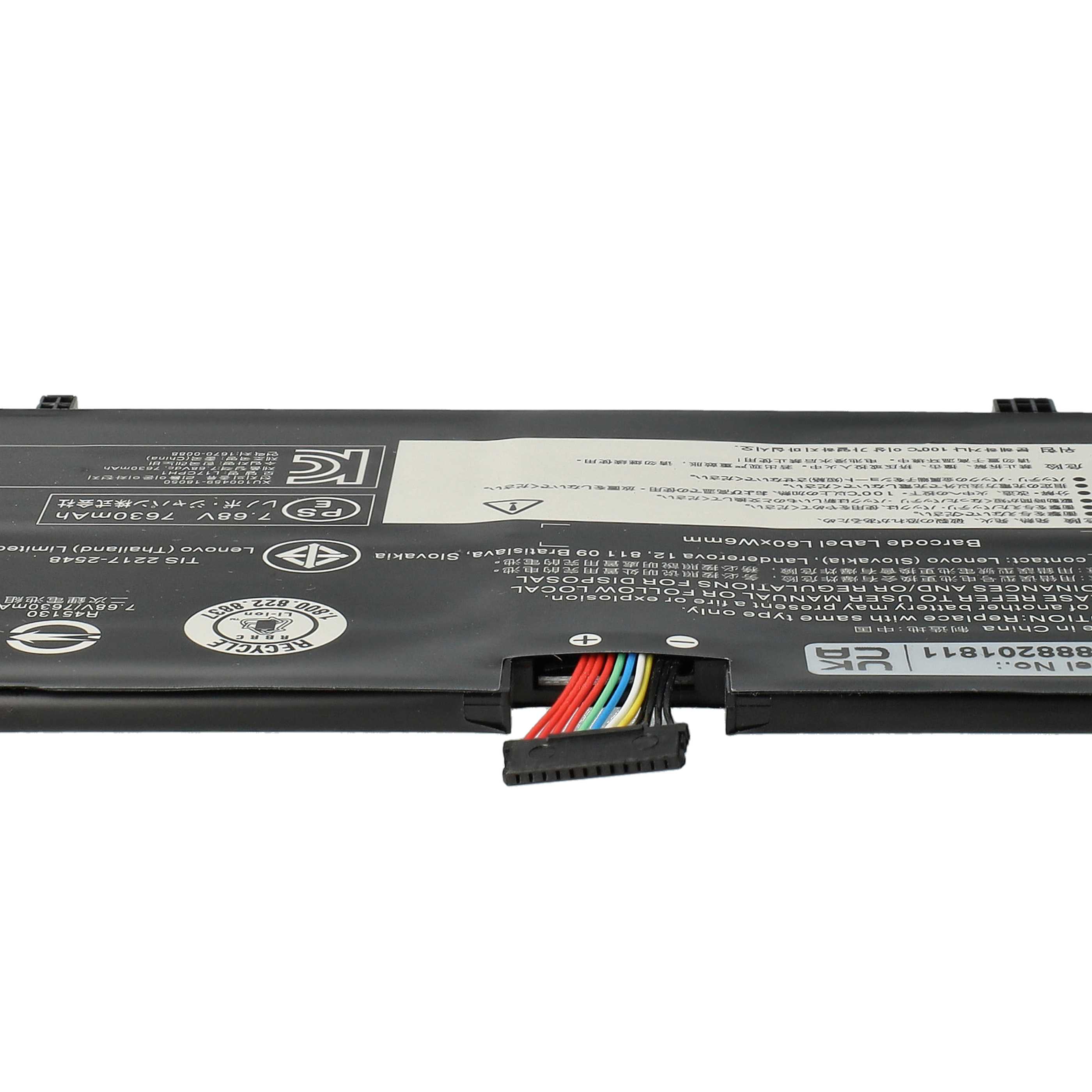 Batterie remplace Lenovo 5B10Q82425, 5B10Q82426 pour ordinateur portable - 7600mAh 7,68V Li-polymère