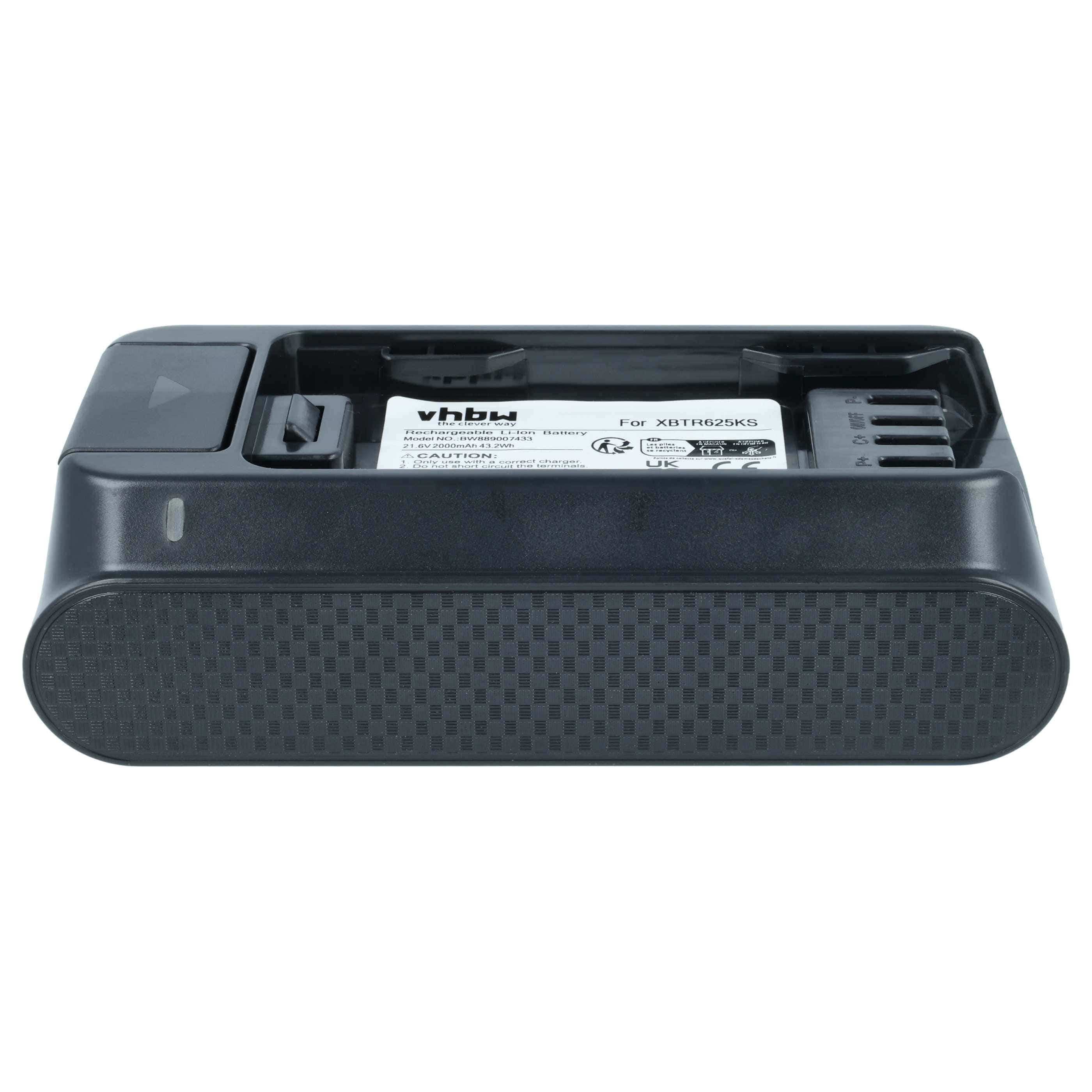 Battery replaces Shark XBTR625KSLN, XBTR625KSLEU, XBTR625KDC, XBTR625 for Shark 2000mAh, 21.6V, Li-Ion