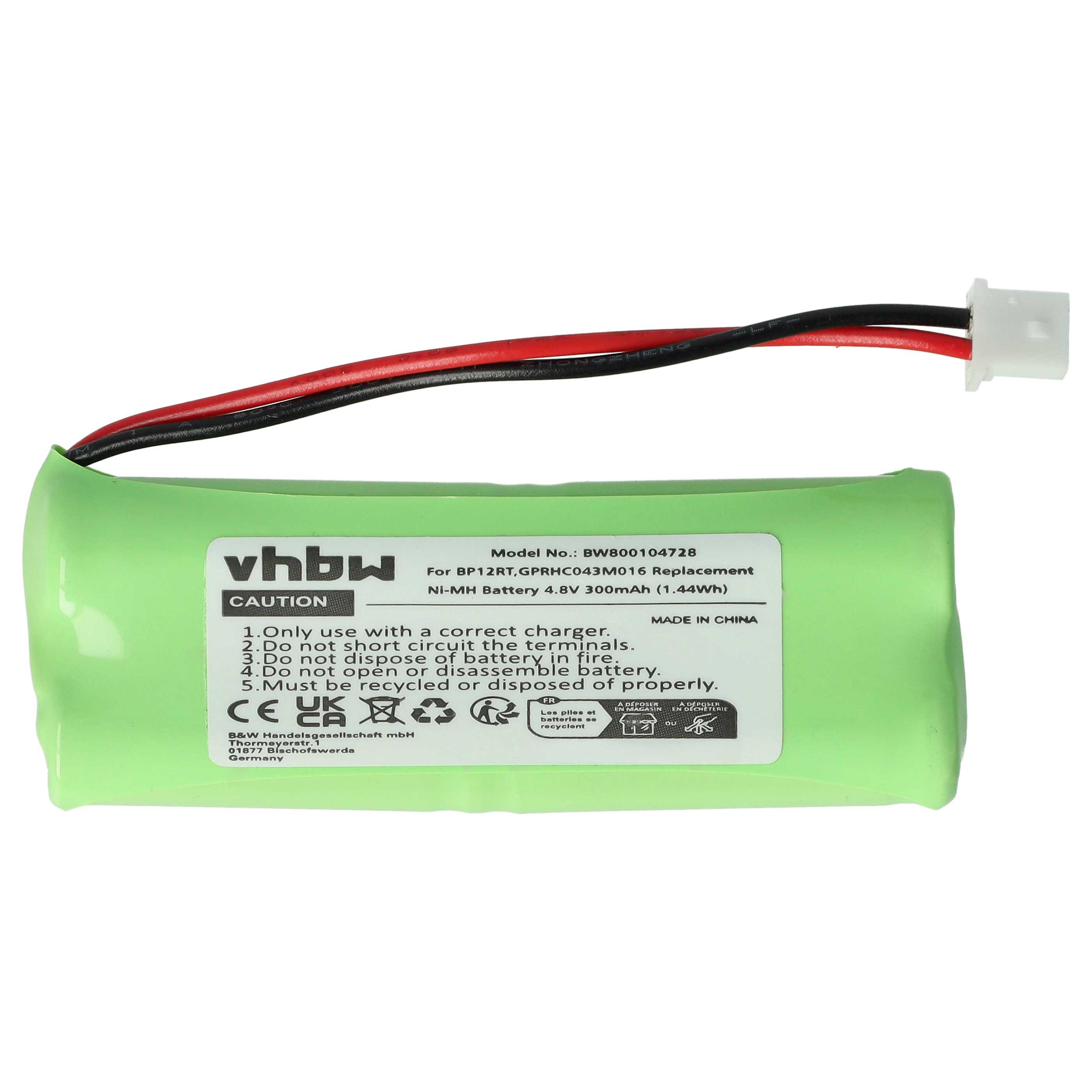 Dog Trainer Battery Replacement for Dogtra GPRHC043M016, BP12RT - 300 mAh 4.8 V NiMH