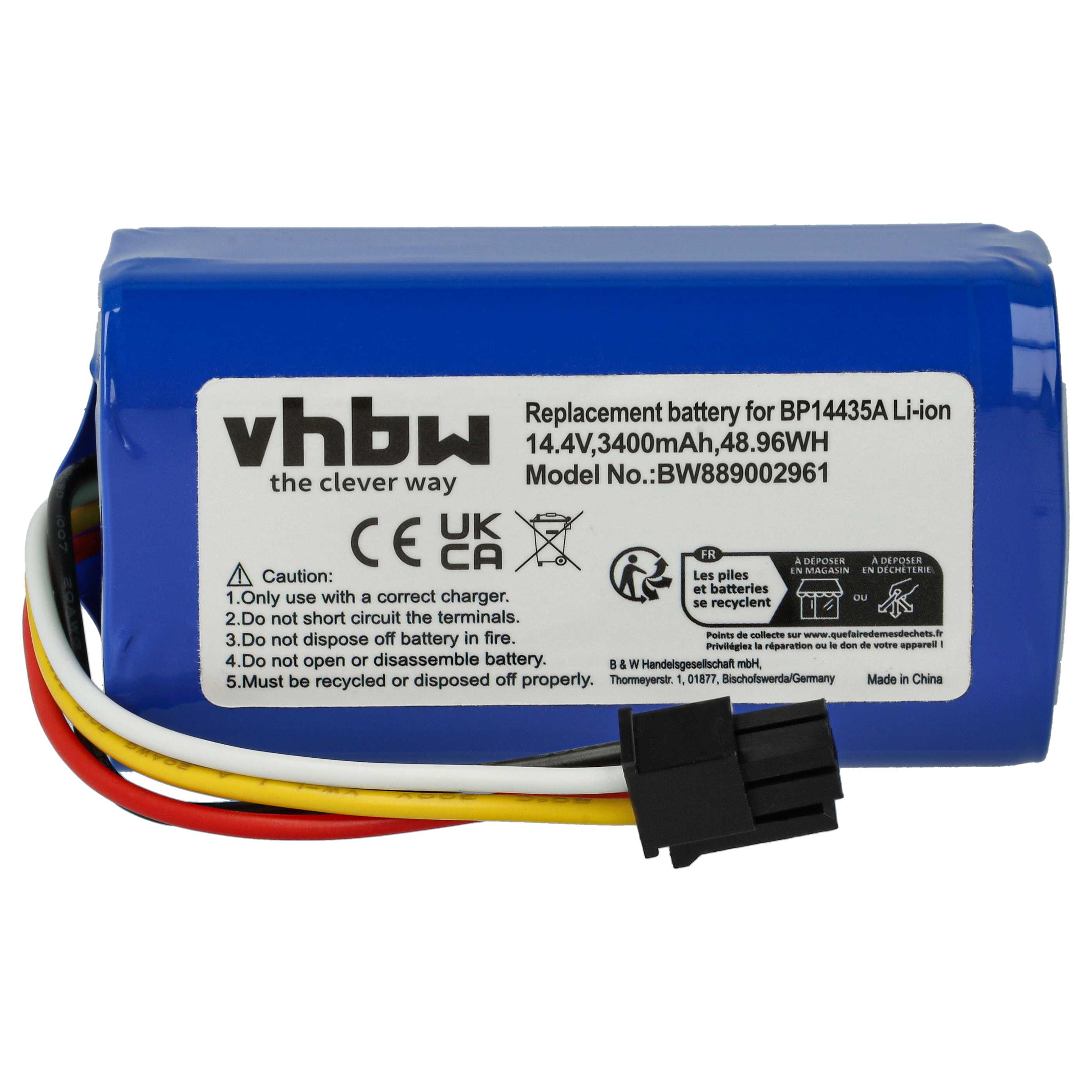 Batteria sostituisce Eureka/Midea BP14435A per robot aspiratore Eureka - 3400mAh 14,4V Li-Ion