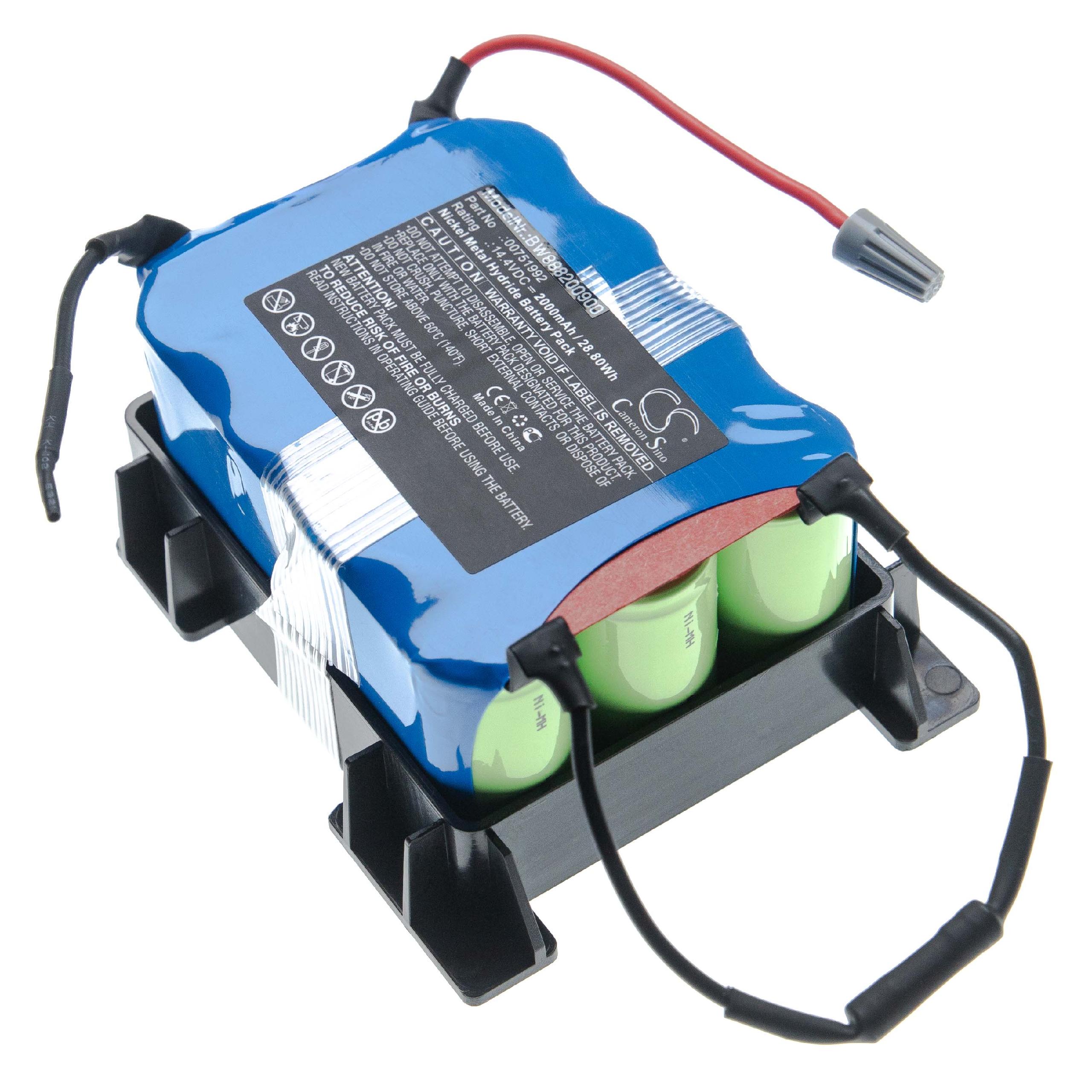 Batterie remplace Bosch/Siemens 00751992 pour aspirateur - 2000mAh 14,4V NiMH