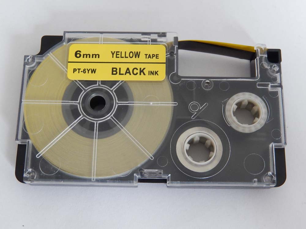 Label Tape as Replacement for Casio XR-6YW1, XR-6YW - 6 mm Black to Yellow