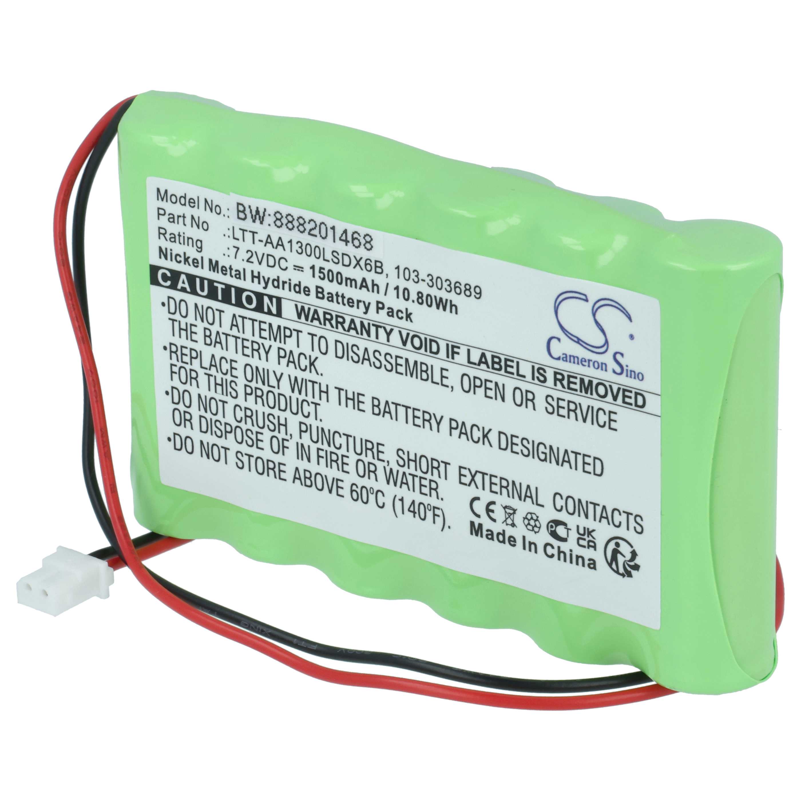 5x Batería reemplaza Visonic 103-300691, 103-301179 para instalación alarma (1500 mAh, 7,2 V, NiMH)