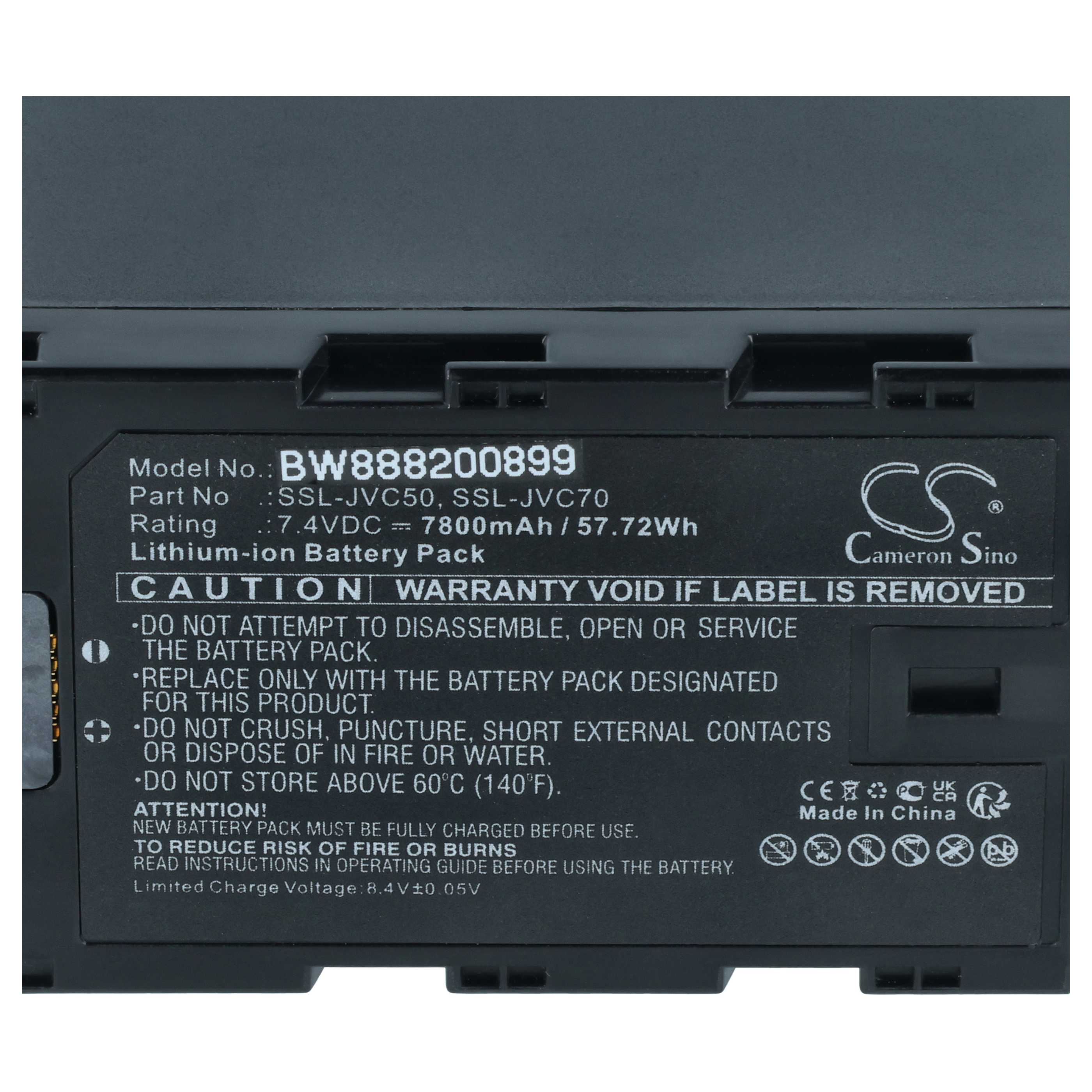 Videocamera 2x Battery replaces JVC SSL-50, SSL-70 - 7800 mAh 7.4 V Li-Ion