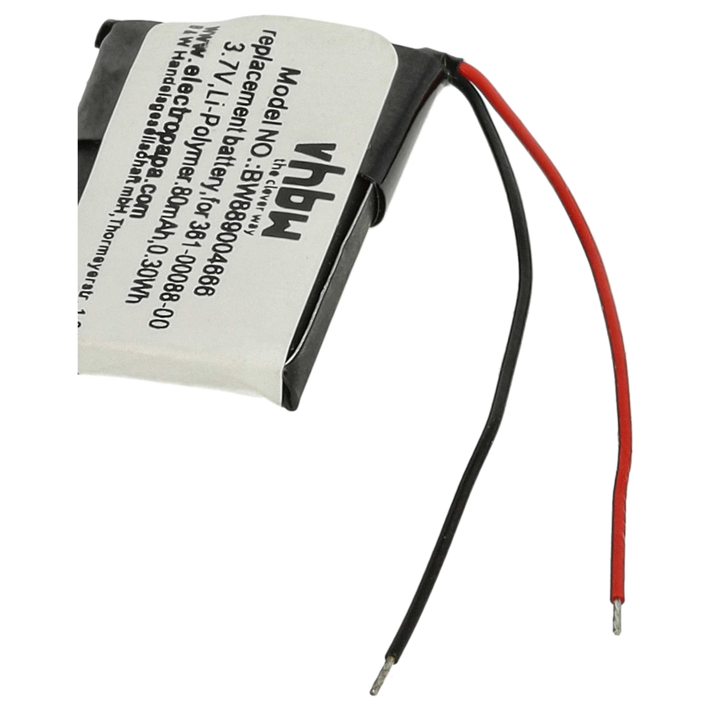 Batteria sostituisce Garmin 361-00088-00 per smartwatch - 80mAh 3,7V Li-Poly