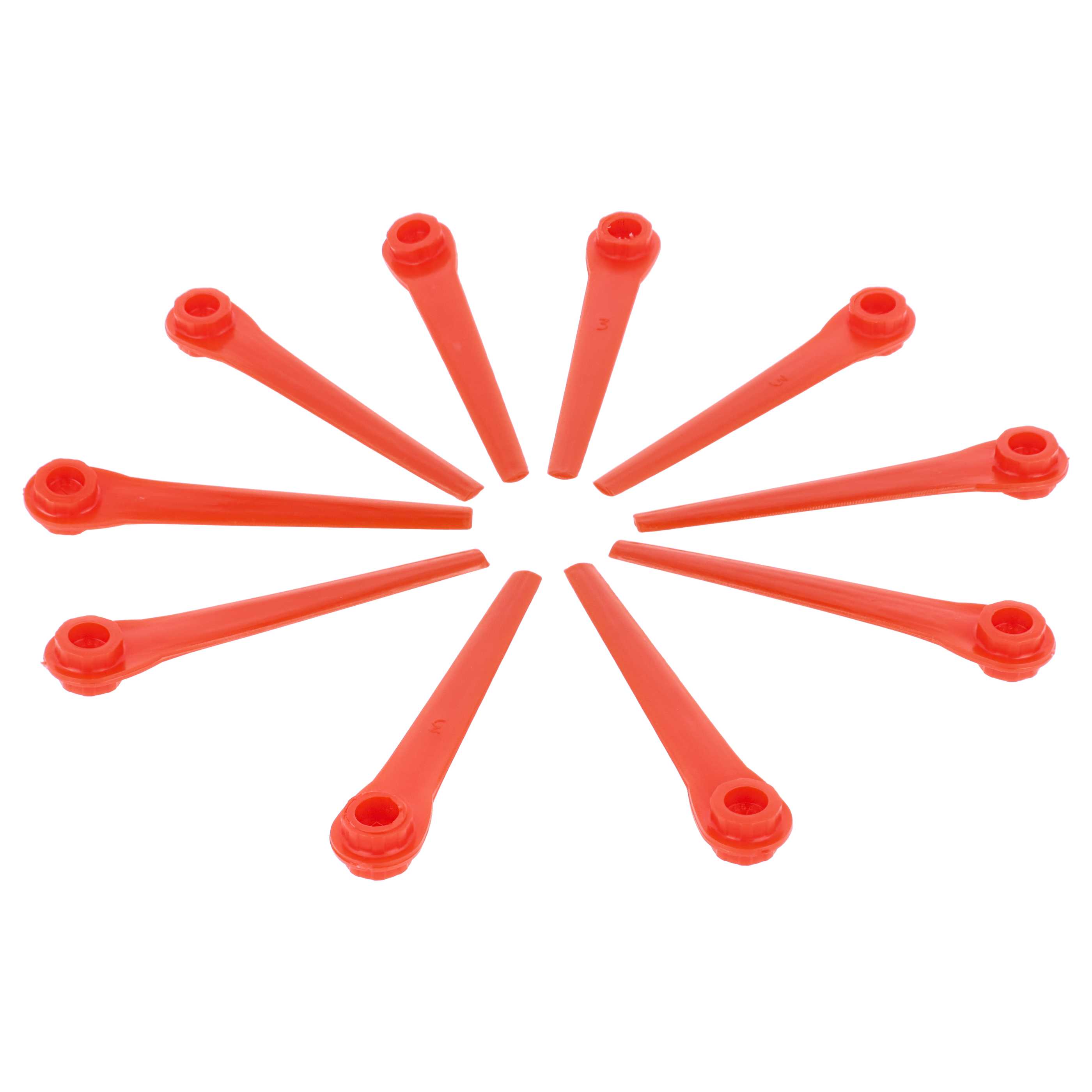10x cuchillas reemplaza Gardena 05368-20, RotorCut 5368-20, 4078500536806 para cortacéspedes - rojo