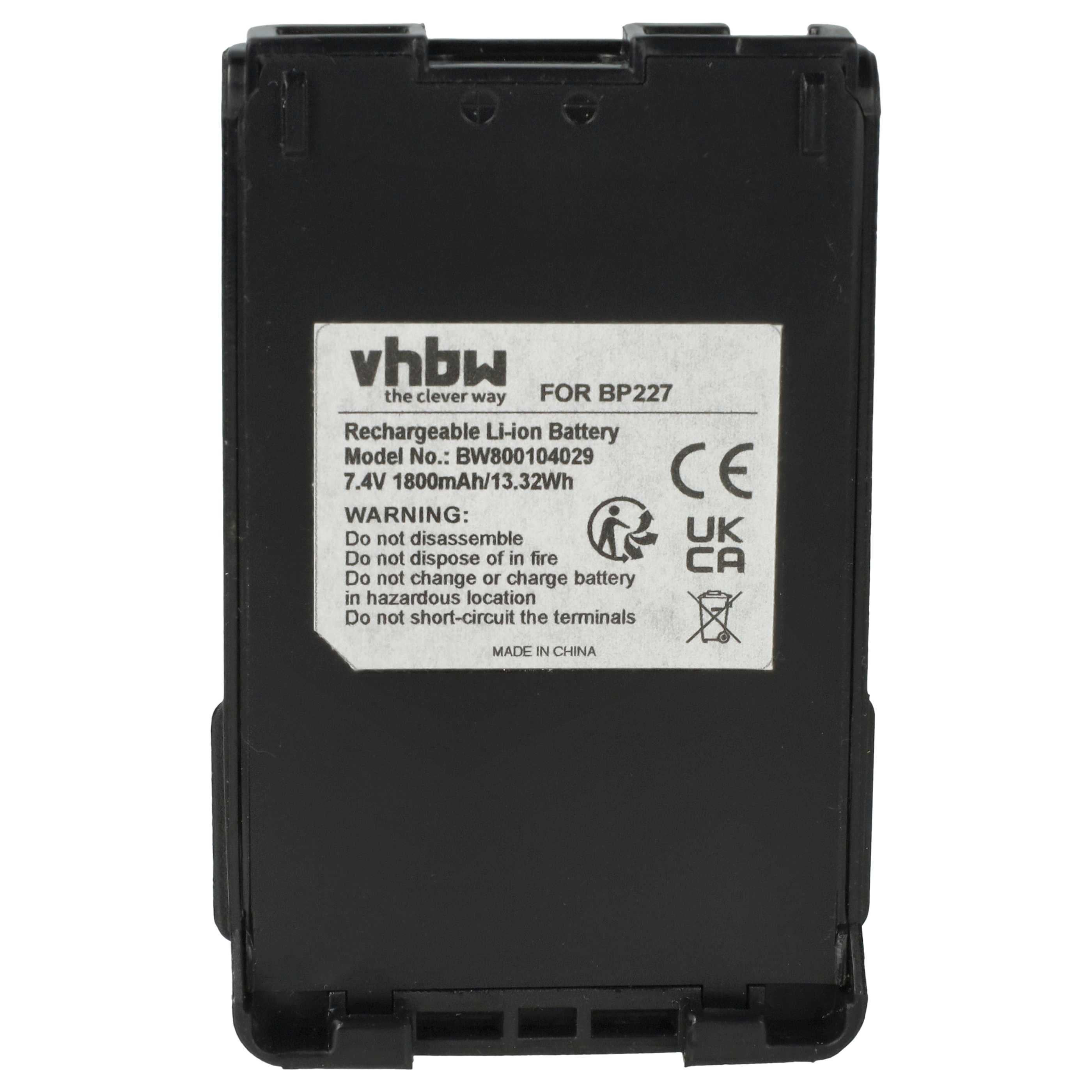 Radio 2x Battery replaces Icom BP-227, BP227, BJ-193, BJ-265, BP-220 - 1800 mAh 7.4 V Li-Ion + Belt Clip