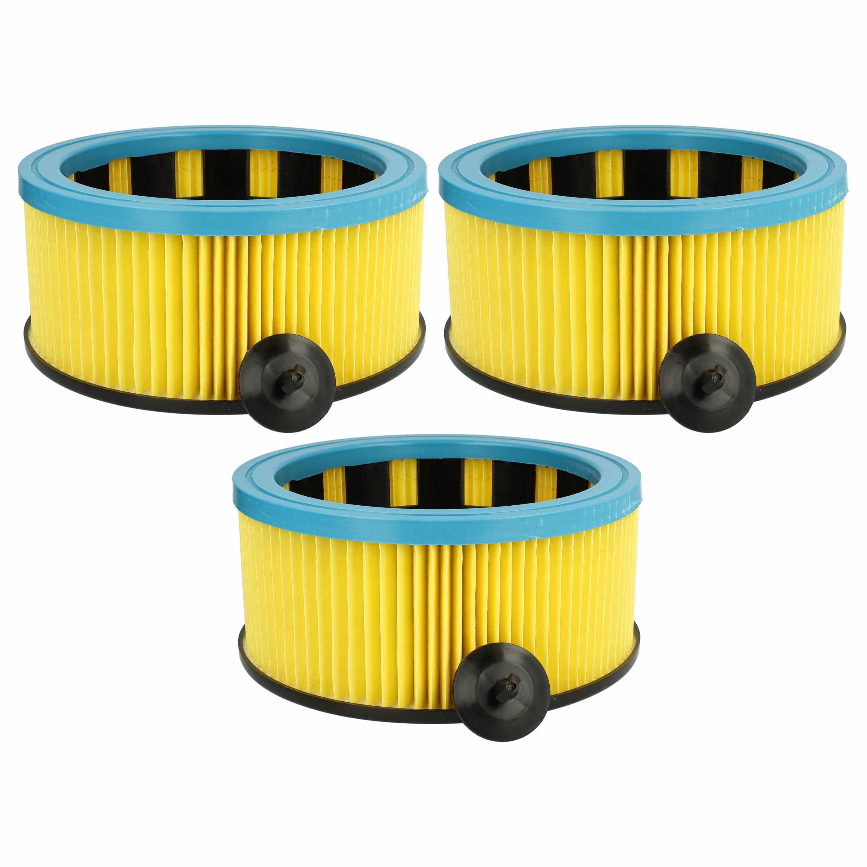 3x cartridge filter replaces Metabo 631753000 for Hitachi Vacuum Cleaner, black / blue / yellow