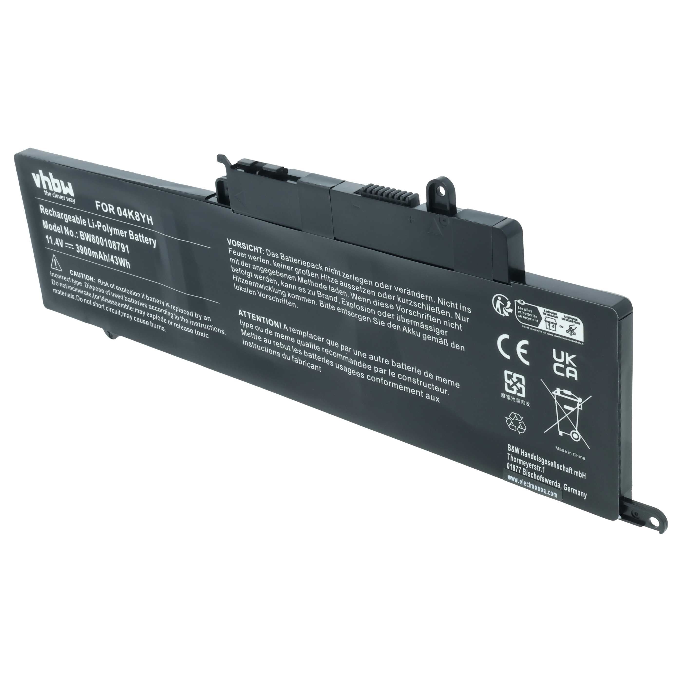 Akumulator do laptopa zamiennik Dell 04K8YH, 0WF28, 451-BBKK, 092NCT, 0GK5KY - 3900 mAh 11,1 V Li-Ion, czarny