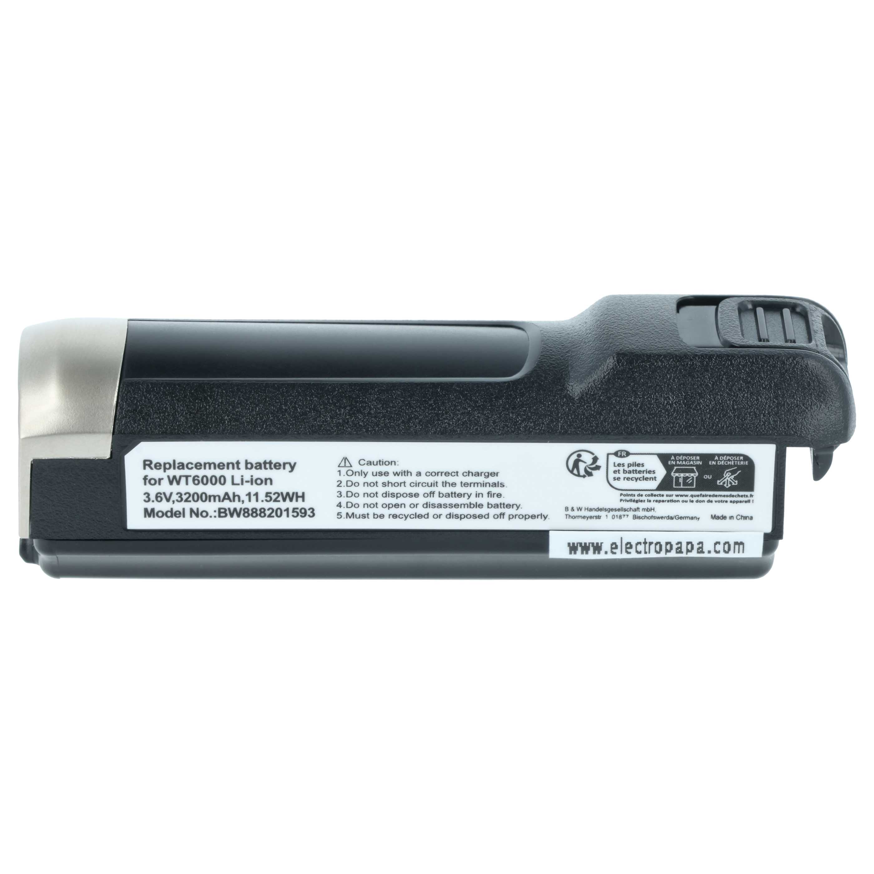2x Batteria sostituisce Zebra BTRY-NWTRS-50MA-01 per barcode scanner Zebra - 3200mAh 3,6V Li-Ion