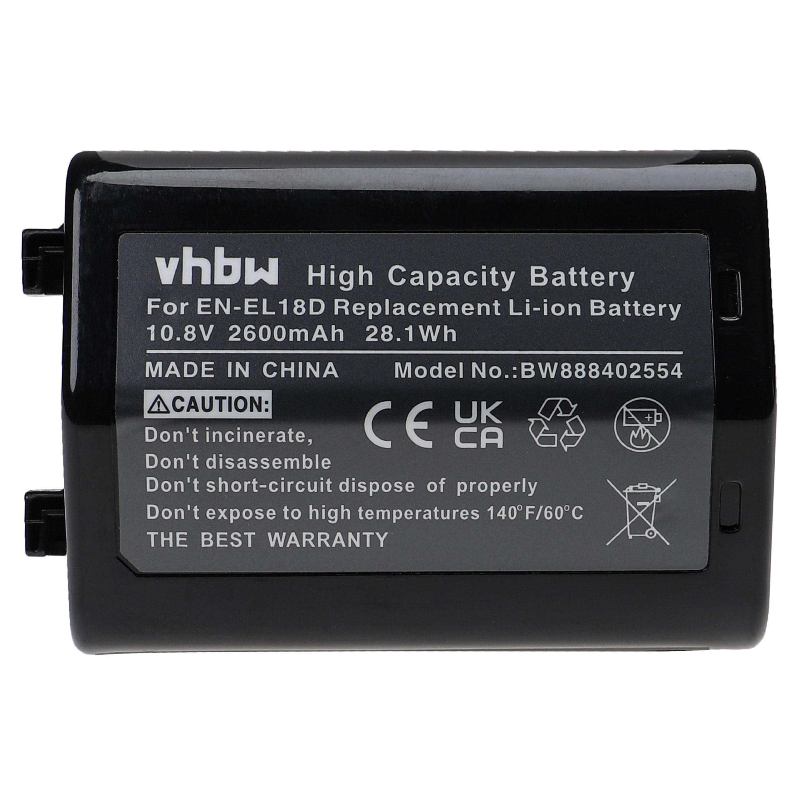 Battery Replacement for Nikon EN-EL18D - 2600mAh, 10.8V, Li-Ion