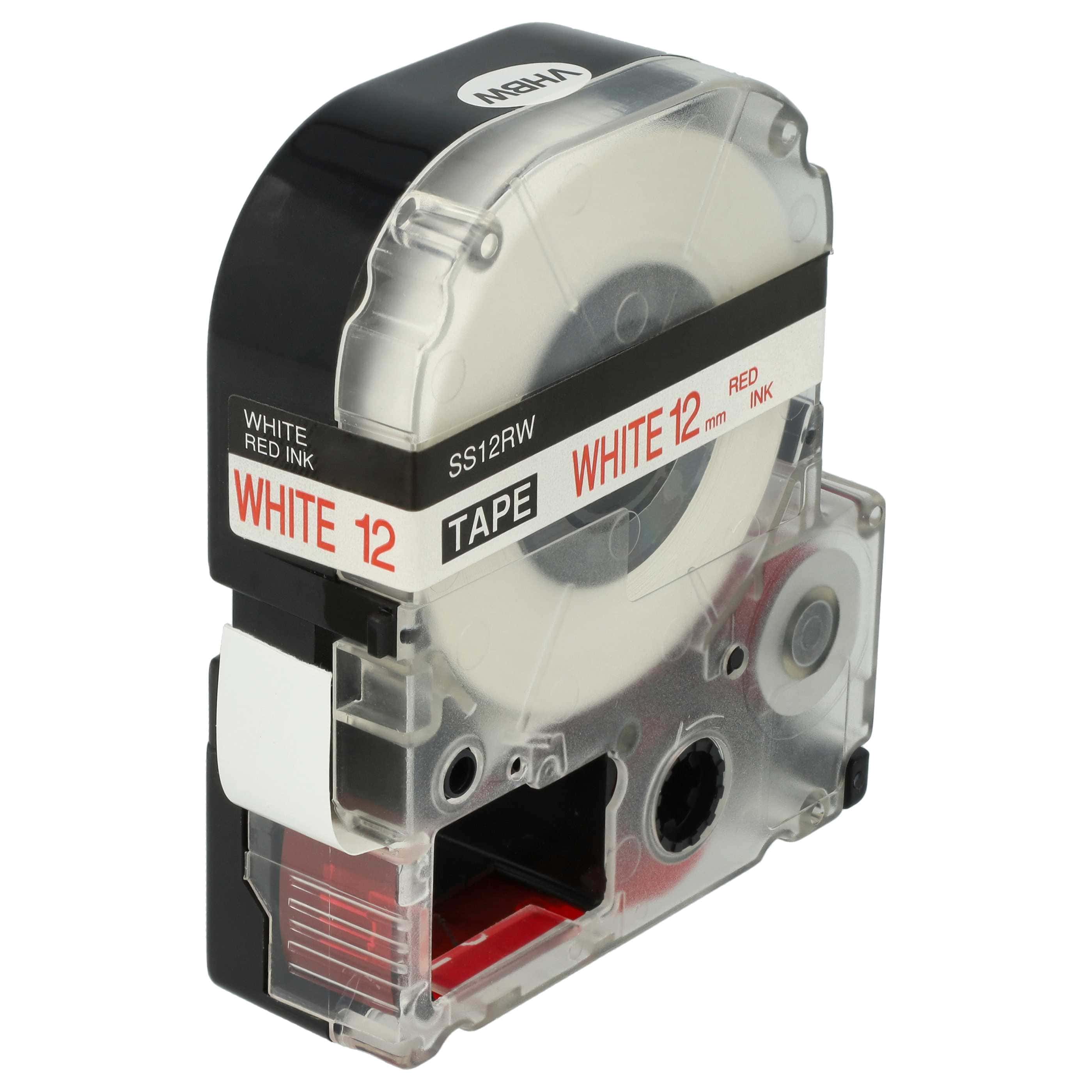 Label Tape replaces Epson LC-4WRN - 12 mm Red to White