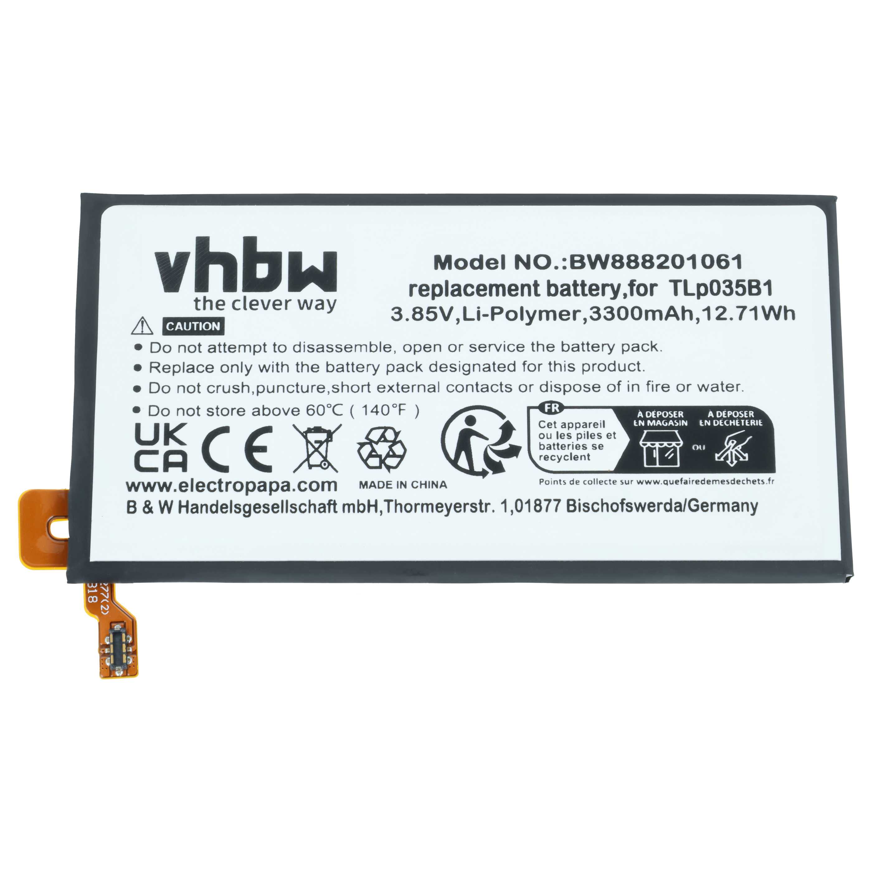 Akumulator do telefonu smartfona zamiennik BlackBerry TLp035B1 - 3300 mAh 3,85 V LiPo