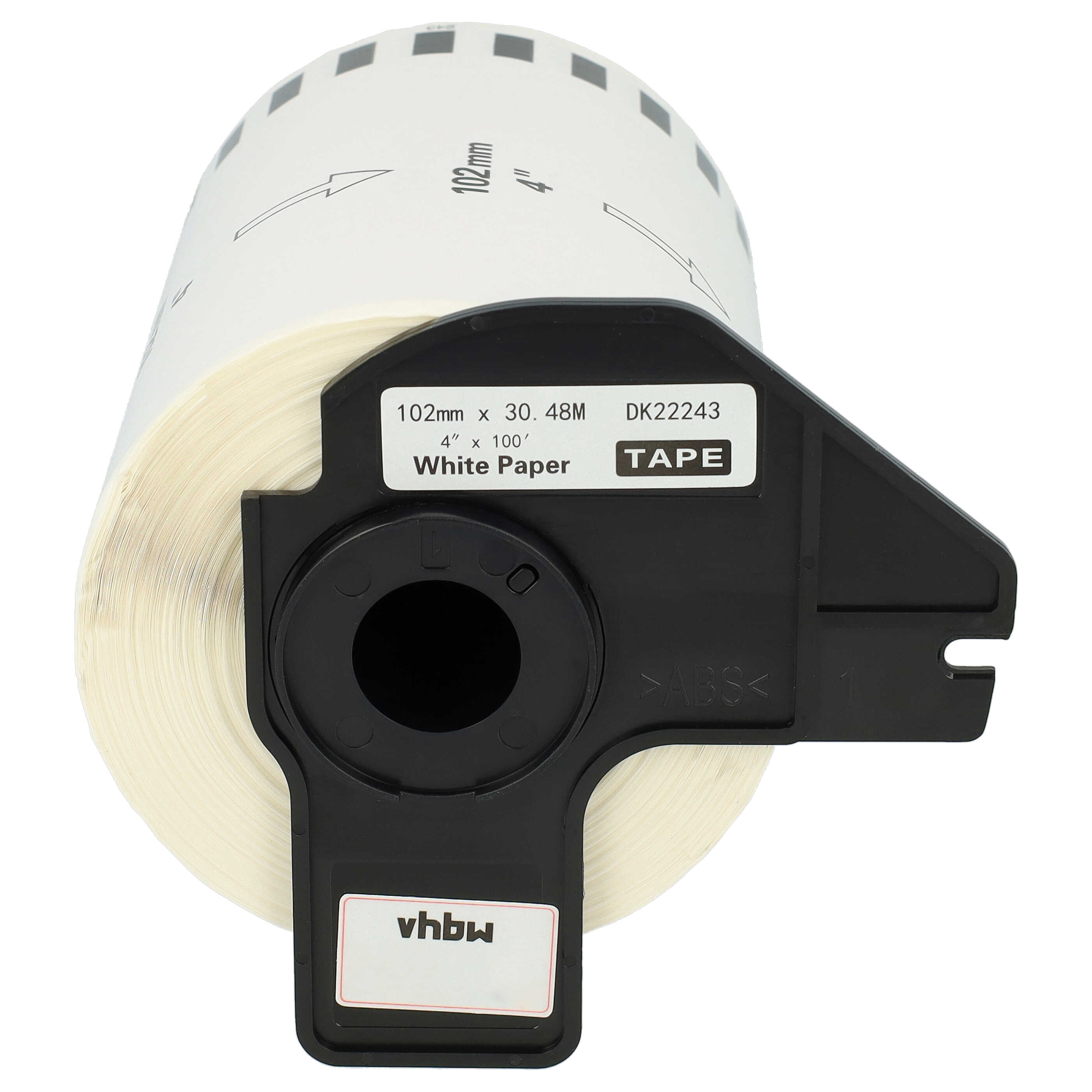 10x Rotolo etichette sostituisce Brother DK-22243 per etichettatrice - 102mm x 30,48m + supporto