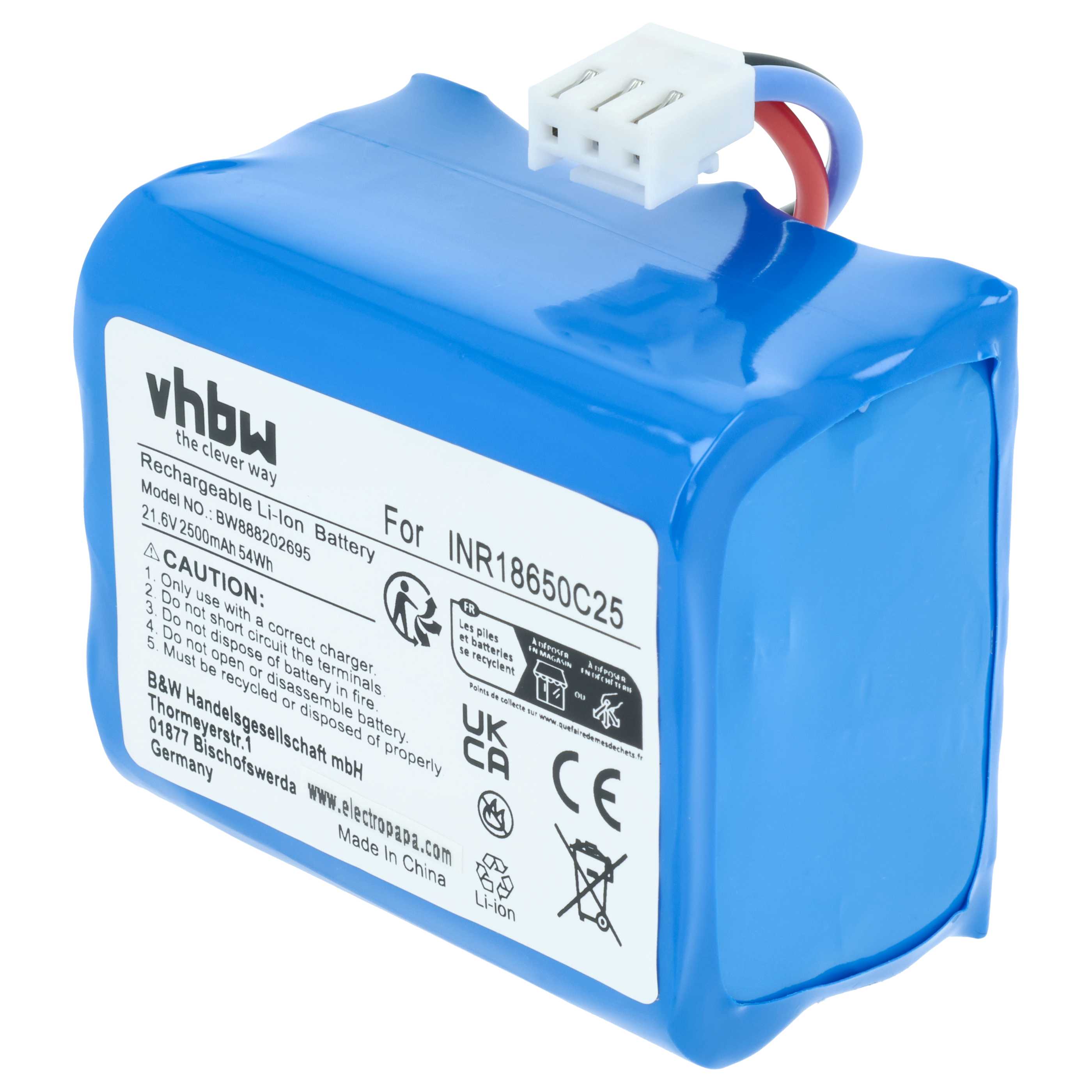 Battery replaces Philips 300002906404, 3000-018-25613 for Philips 2500mAh, 21.6V, Li-Ion