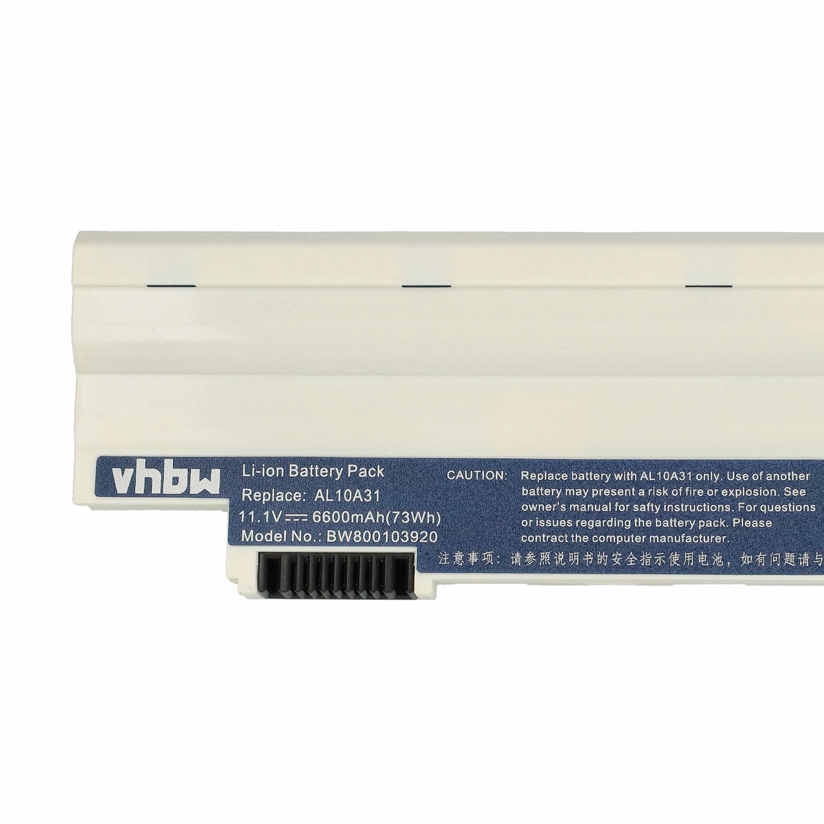 Akumulator do laptopa Acer Aspire One D255, D257, D260, D270 - 6600 mAh 11,1 V Li-Ion, biały