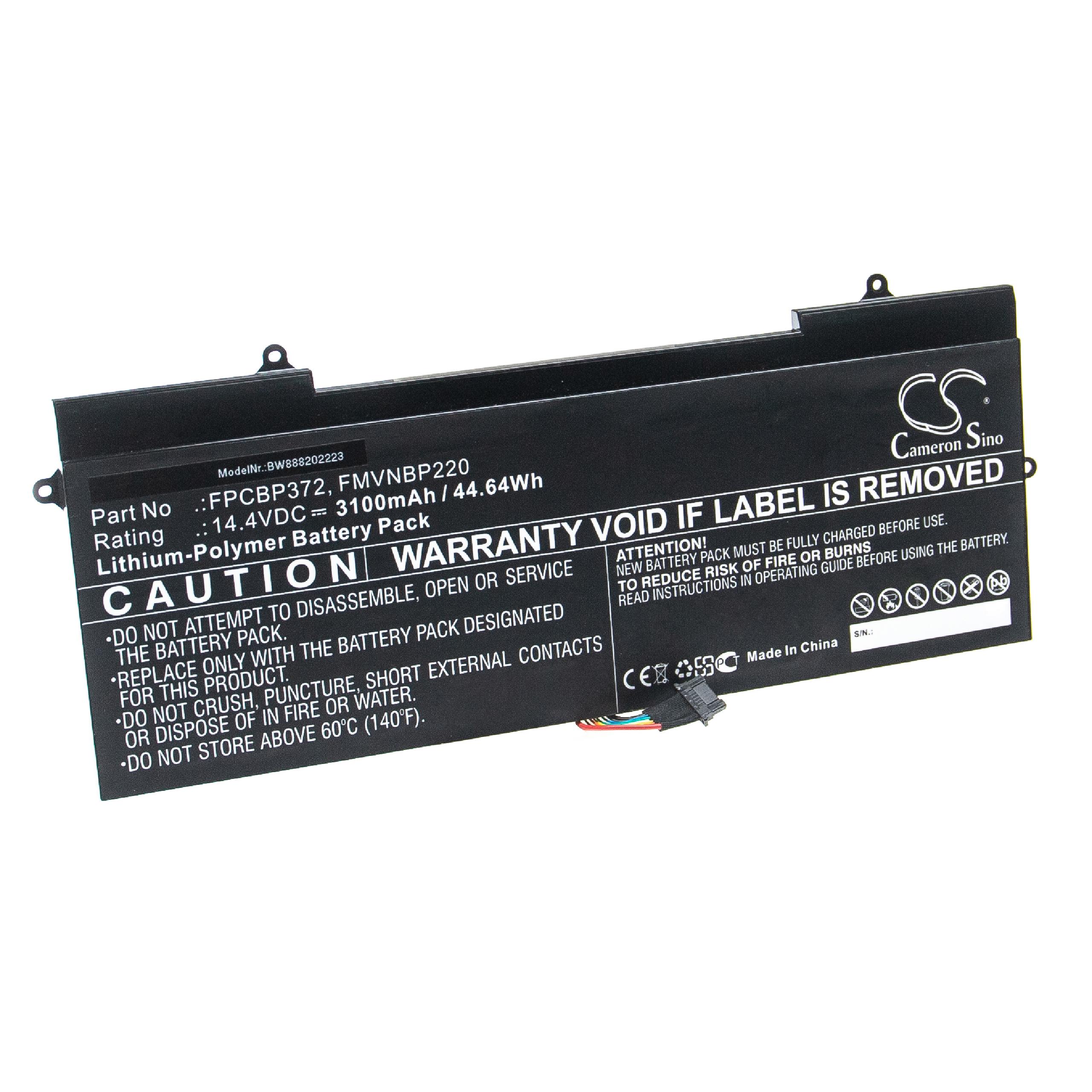 Batería reemplaza Fujitsu FPCBP372, FMVNBP220 para notebook Fujitsu - 3100 mAh 14,4 V Li-poli