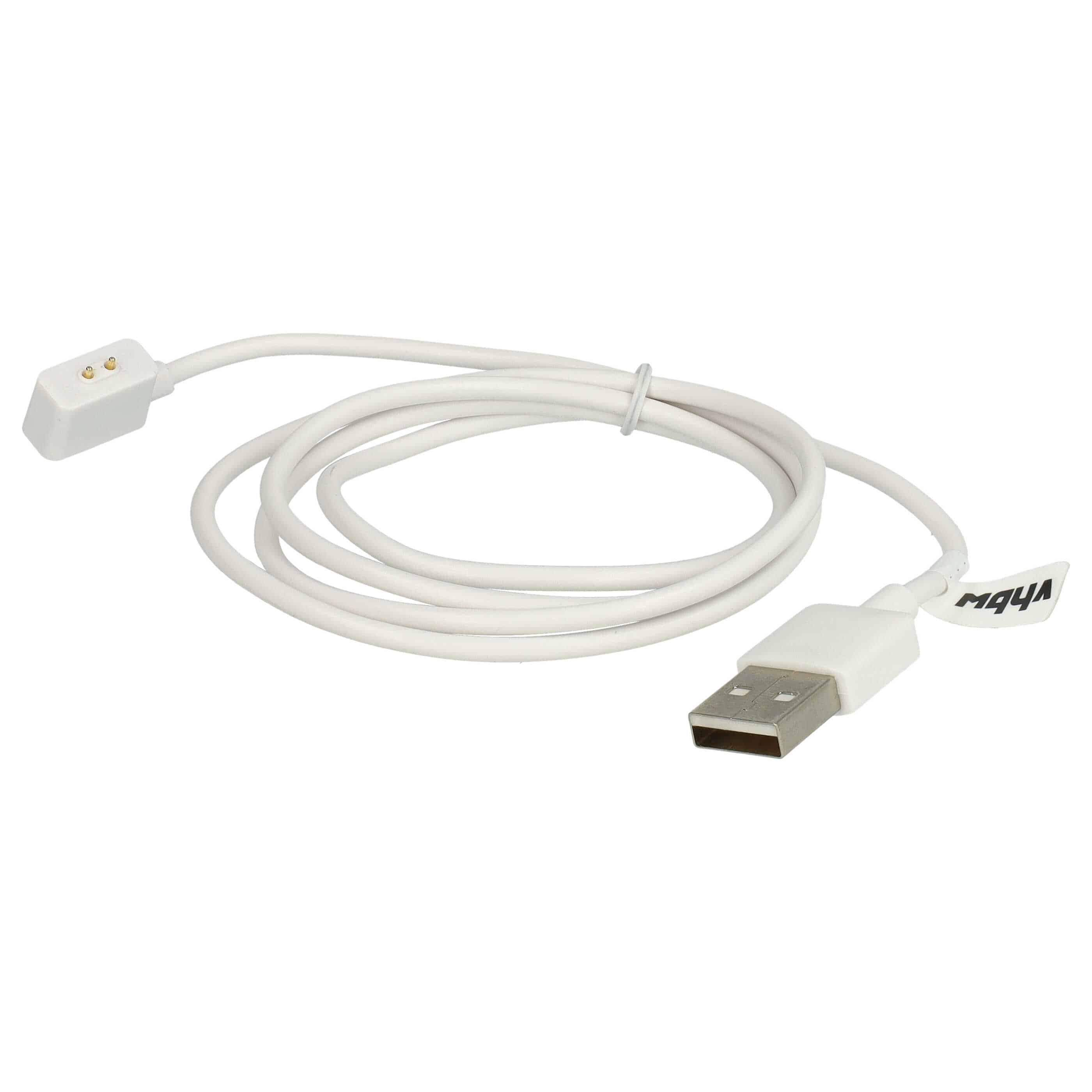 Cable de carga USB para smartwatch Xiaomi Mi Band 8, Redmi Band 2 - blanco magnético 100 cm