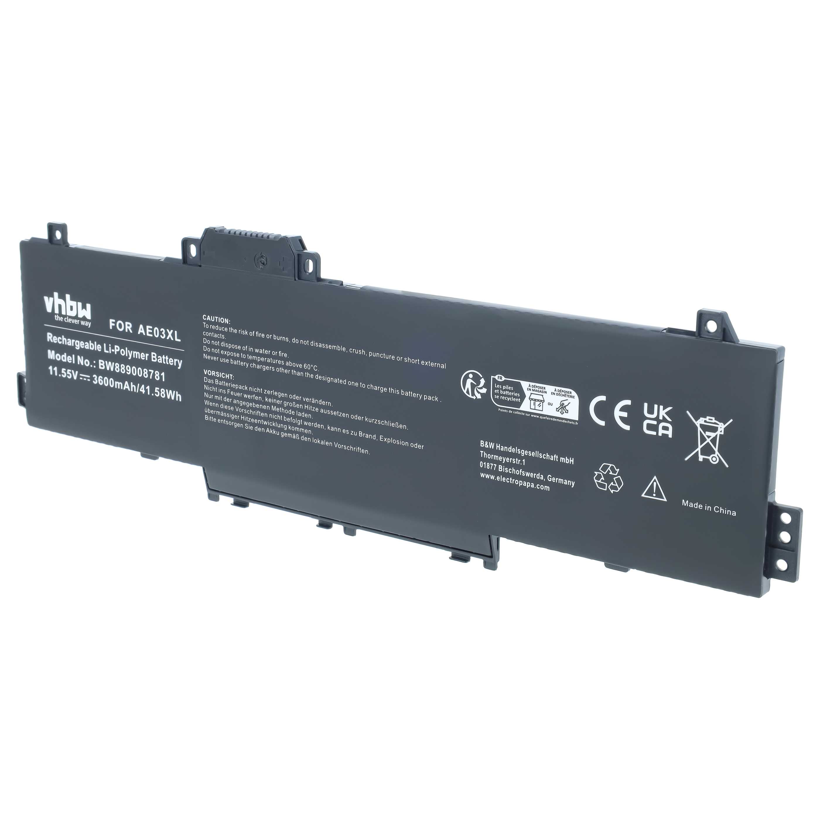 Batteria sostituisce HP HSTNN-AB1F, HSTNN-AB1B, AE03041XL, AE03XL per notebook - 3600mAh 11,55V Li-Poly