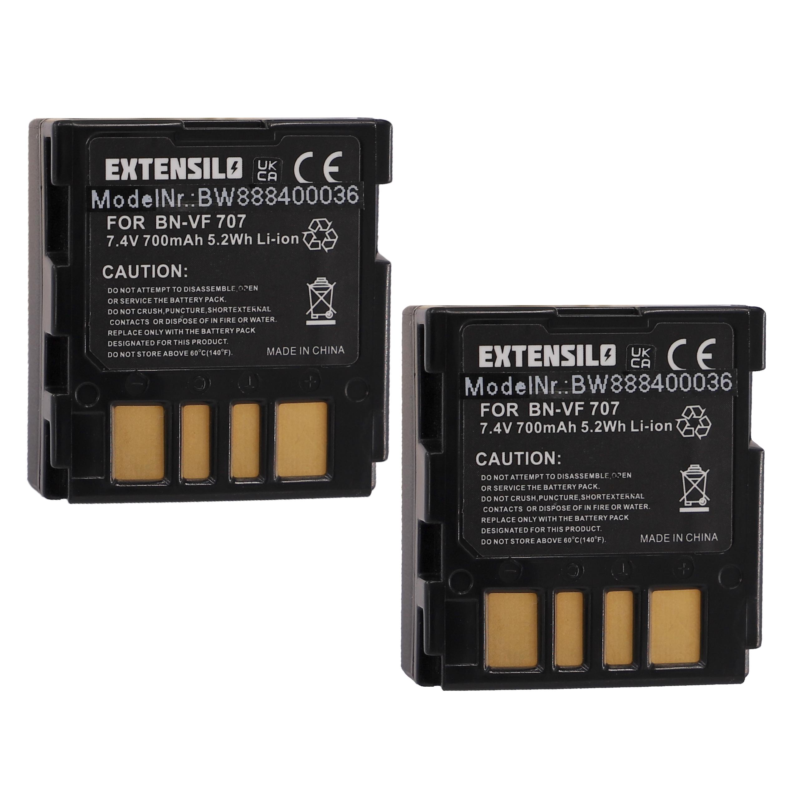 2x Battery replaces JVC BN-VF707, BN-VF707U, BN-VF714, BN-VF714U, BN-VF733, BN-VF733U - 700mAh, 7.4V, Li-Ion