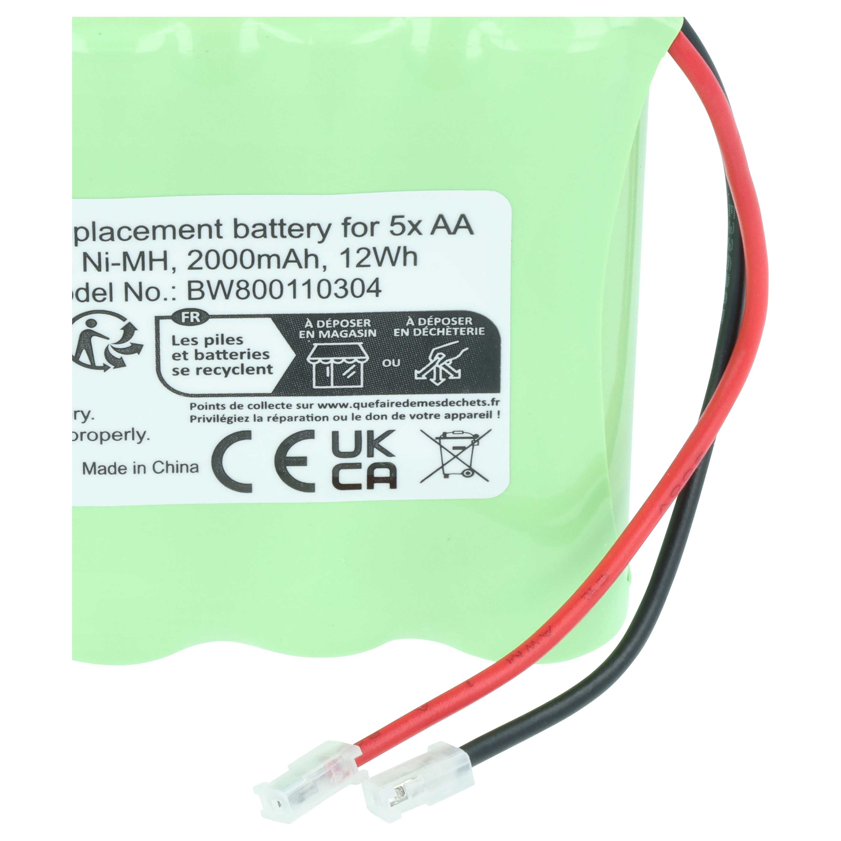 Universal Battery for various Devices - 2000 mAh 6 V NiMH Replaces 5x AA Mignon