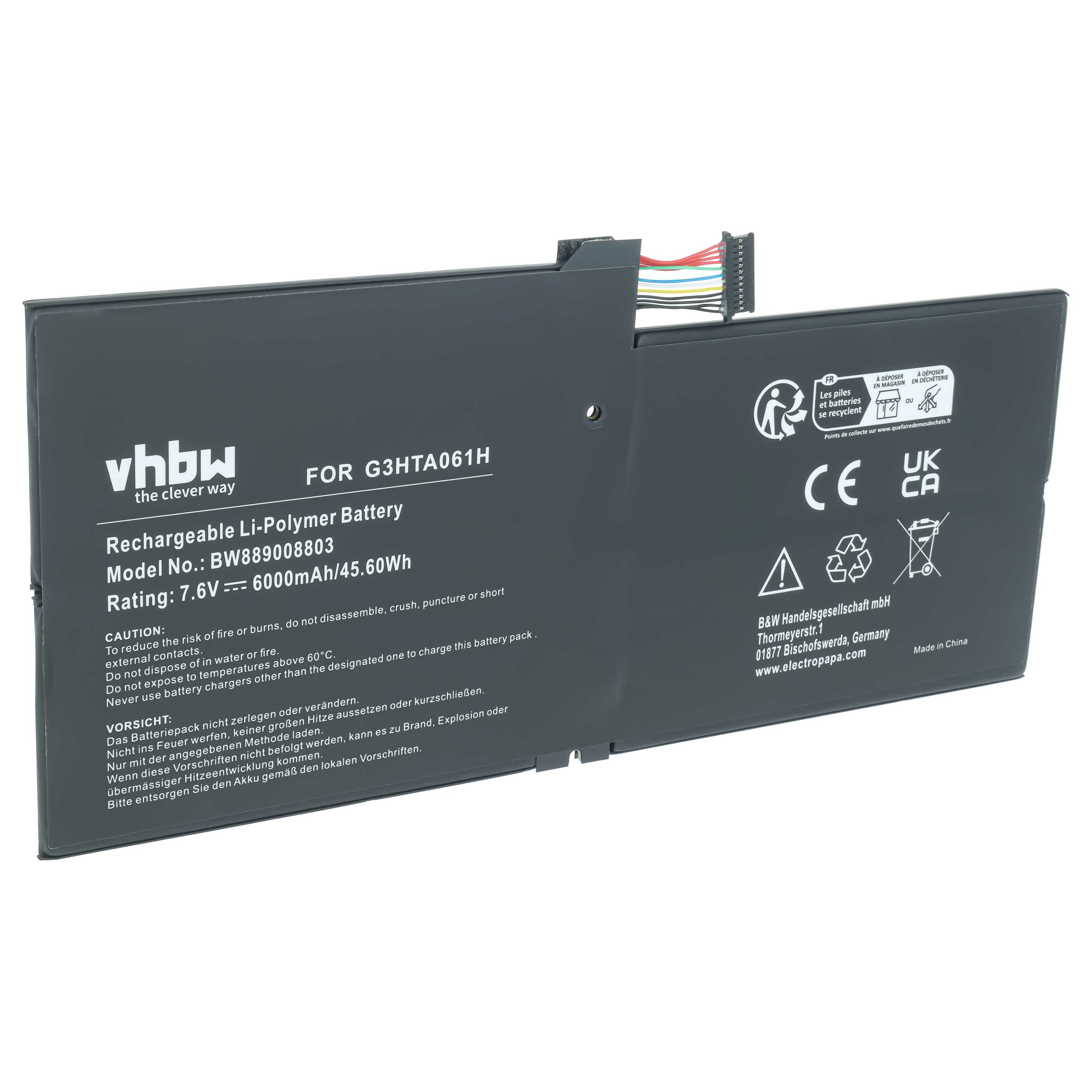 Batería recargable reemplaza Microsoft G3HTA061H para notebook - 6000 mAh 7,6 V Li-Polímero