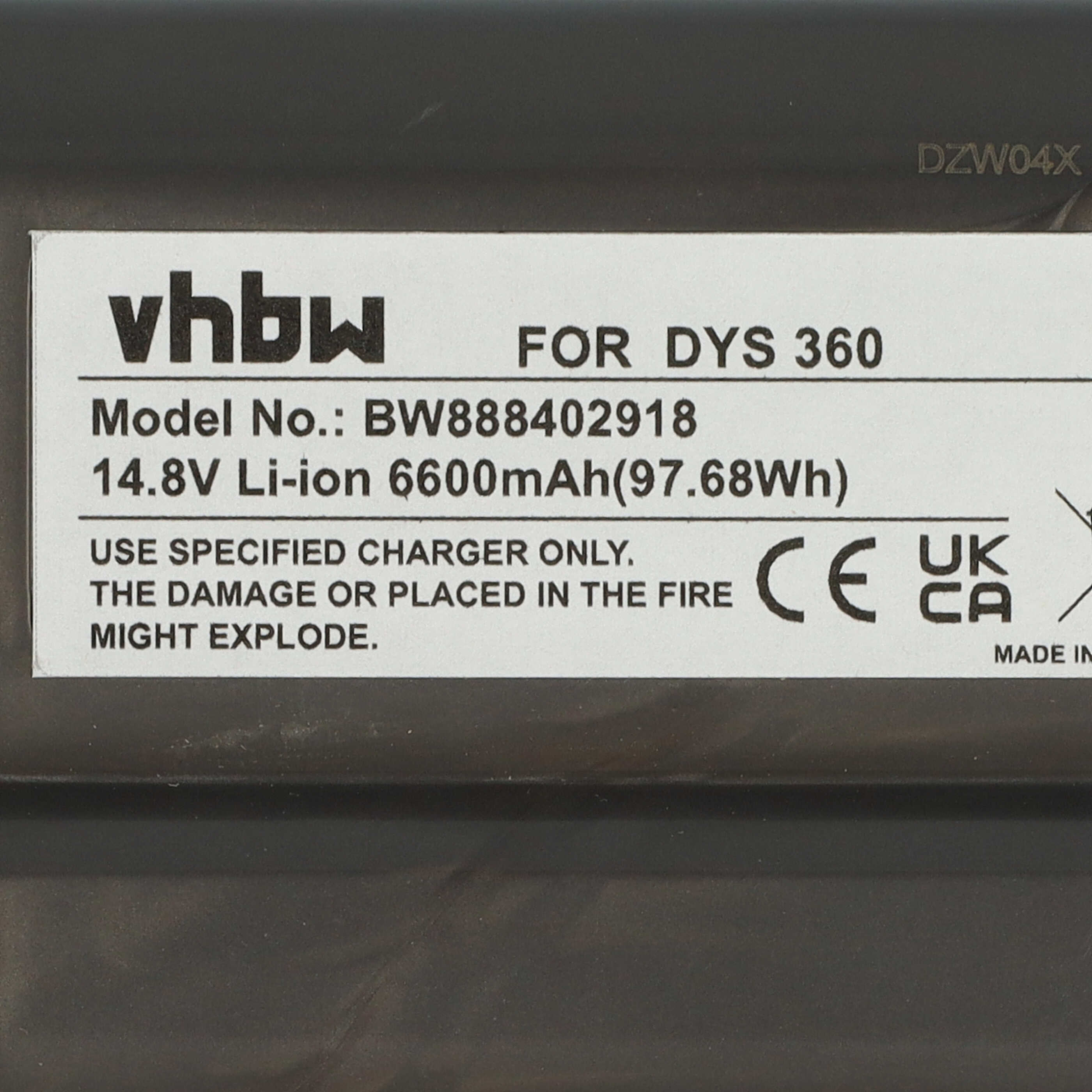 Batteria sostituisce Dyson 970049-01, 968734-02, 967864-02 per robot aspiratore - 6600mAh 14,8V Li-Ion