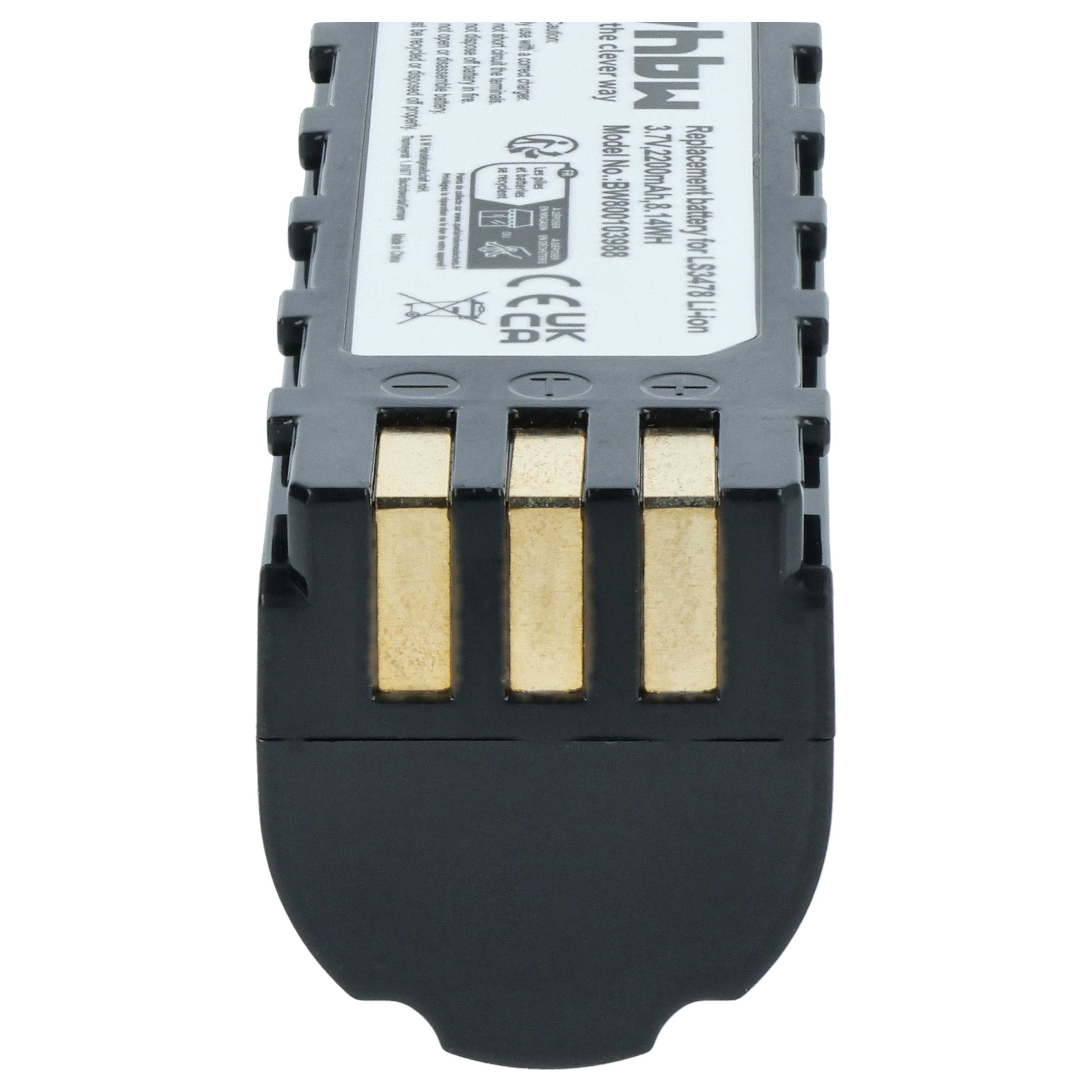 2x Batería reemplaza Leuze 50120448 para escáner código de barras (2200 mAh, 3,7 V, Li-Ion)