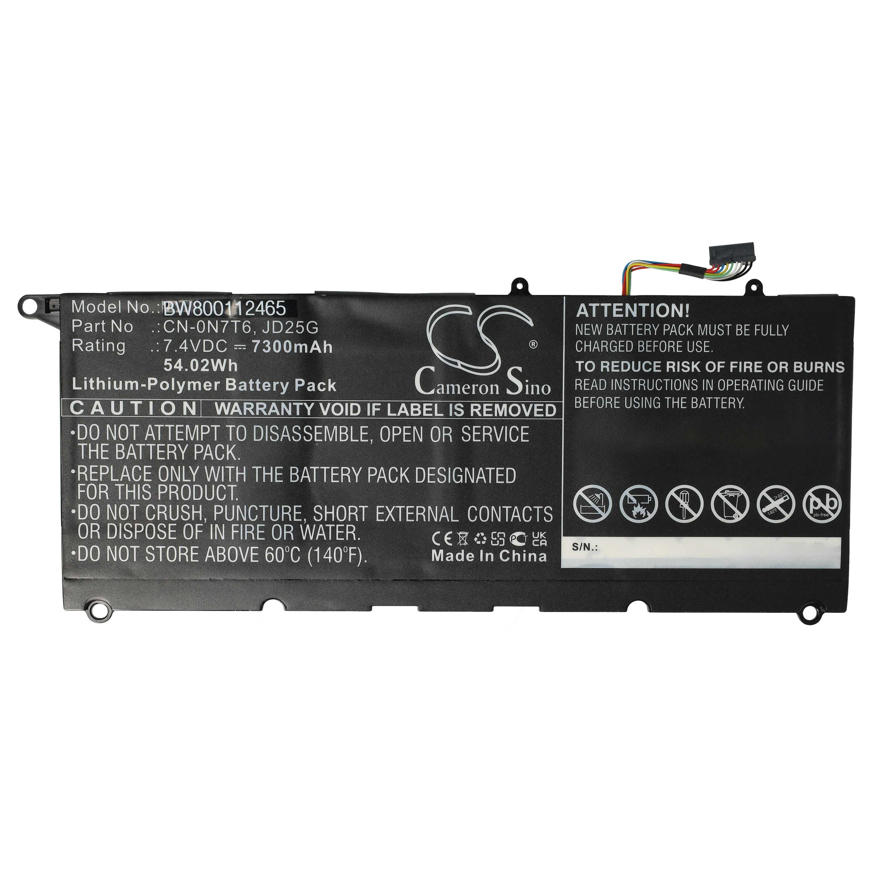 Akumulator do laptopa zamiennik Dell CN-0N7T6, 90V7W, 5K9CP, JD25G, DIN02, 0N7T6, 0DRRP - 7300 mAh 7,4 V LiPo