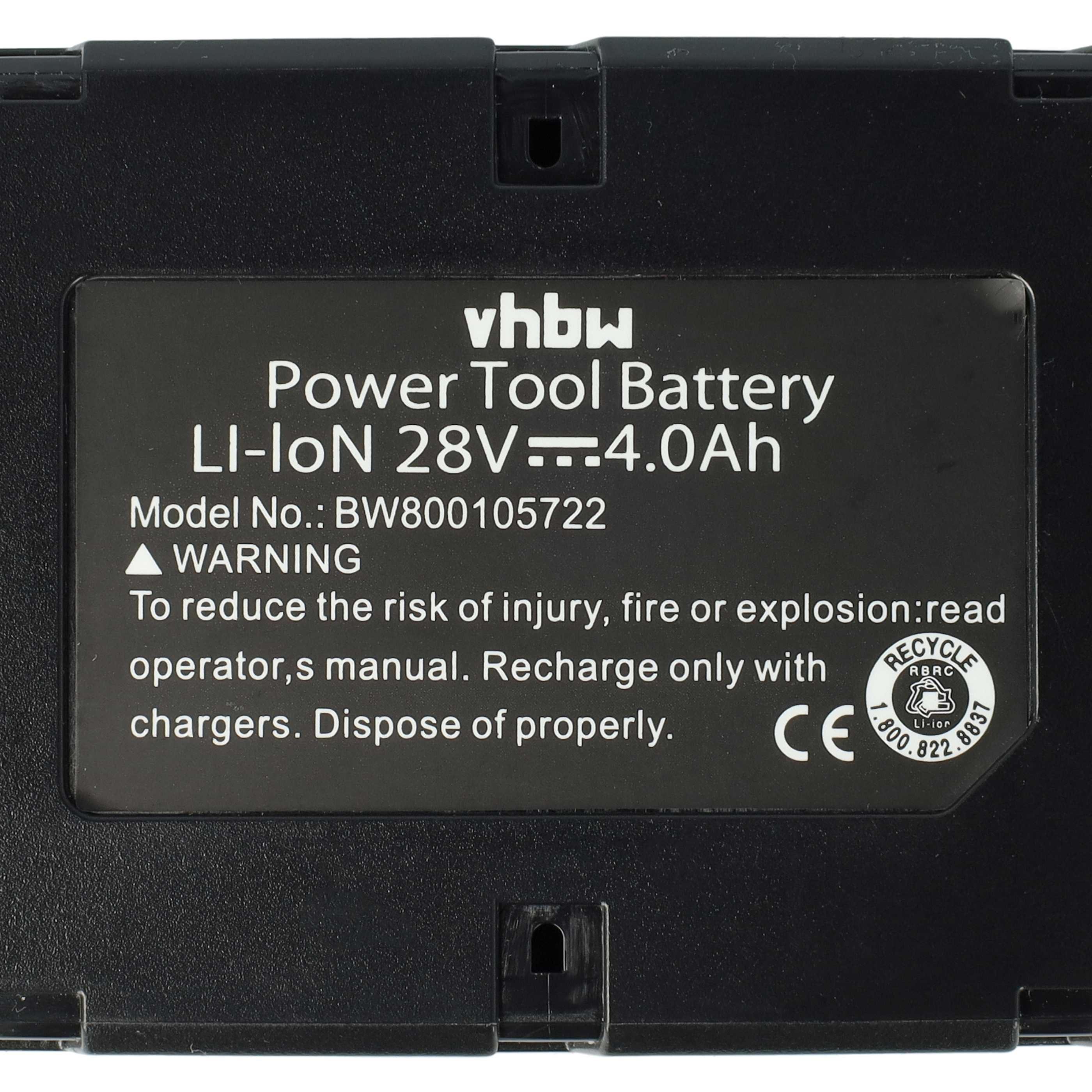 2x Battery replaces AEG Milwaukee 48-11-1830, 48-11-2830 Electric Power Tool - 4000 mAh, 28 V, Li-Ion