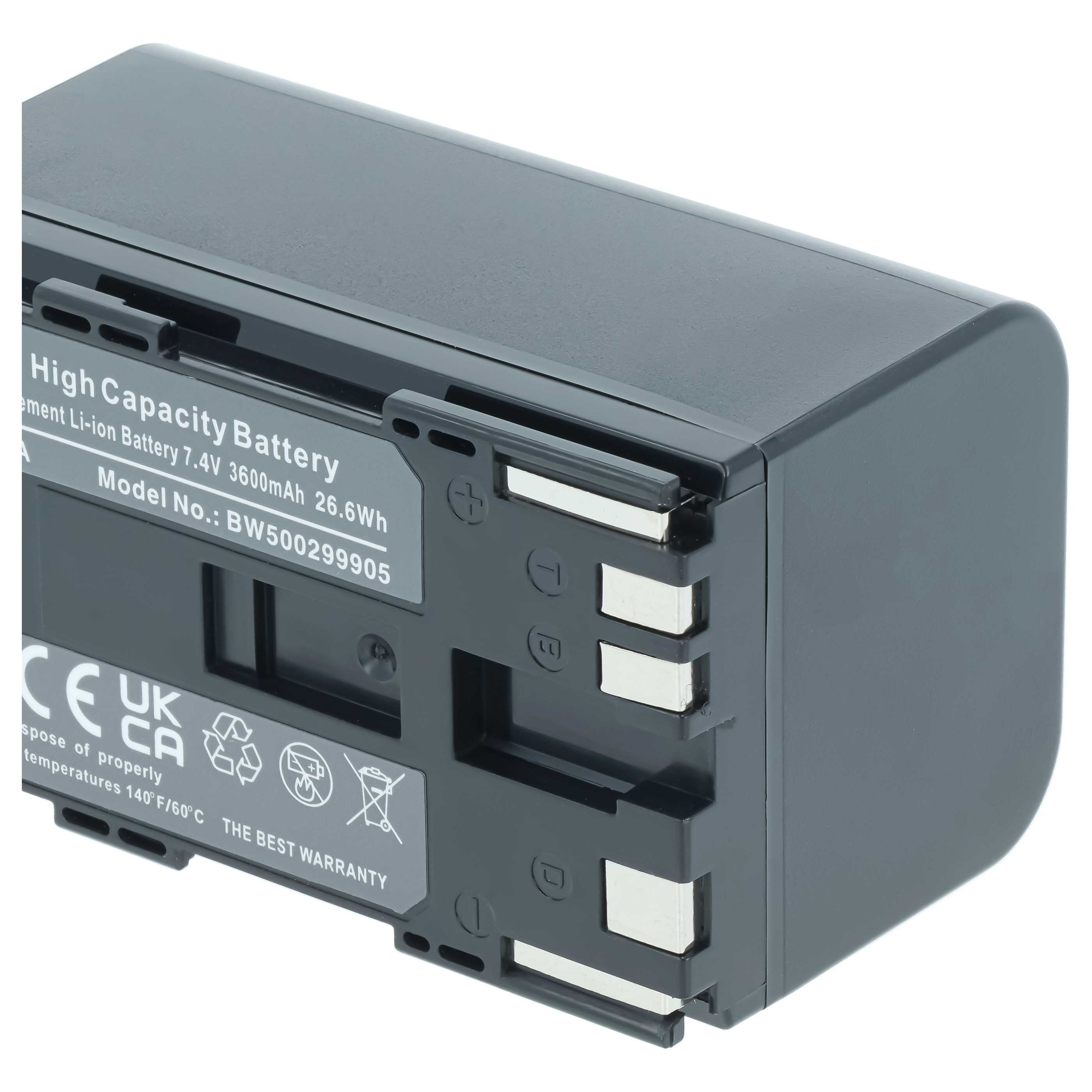 Videocamera Battery replaces Canon BP-975, BP-955, BP-925, BP-950G - 3600 mAh 7.4 V Li-Ion