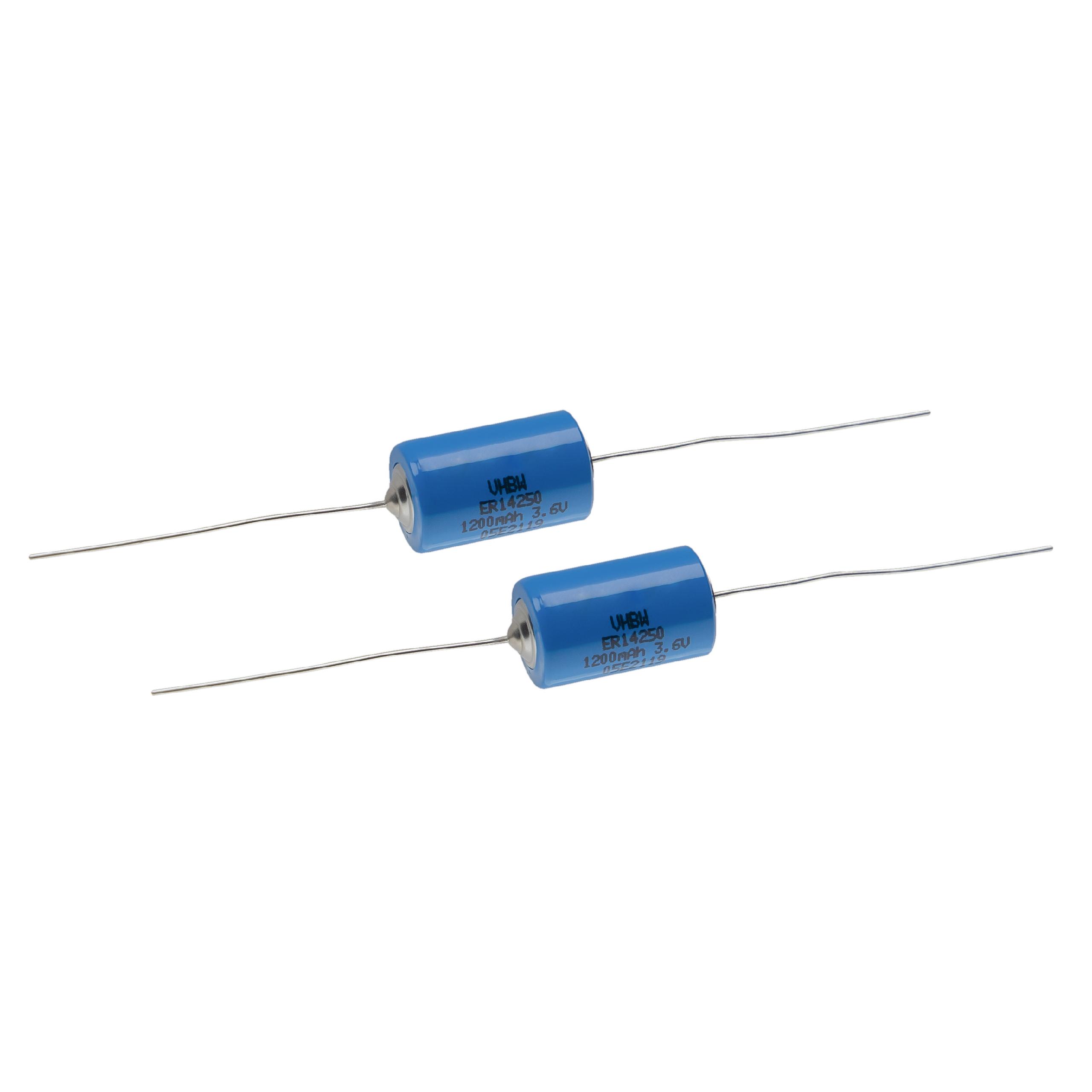 2x Bateria ER14250 + druty osiowe - 1200 mAh 3,6 V Li-SOCl2