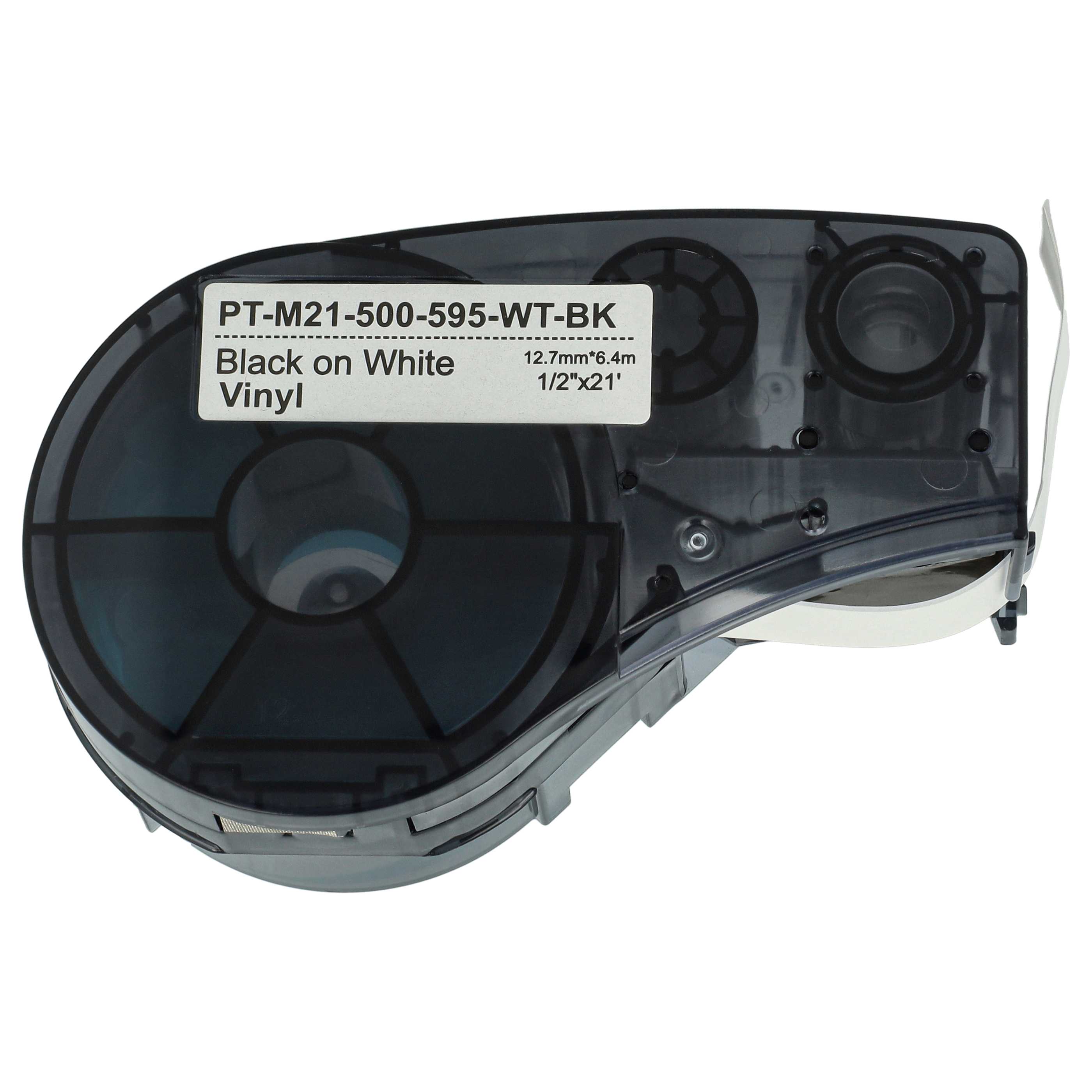 2x Schriftband als Ersatz für Brady M21-500-595-WT 12,7mm Schwarz auf Weiß, Vinyl