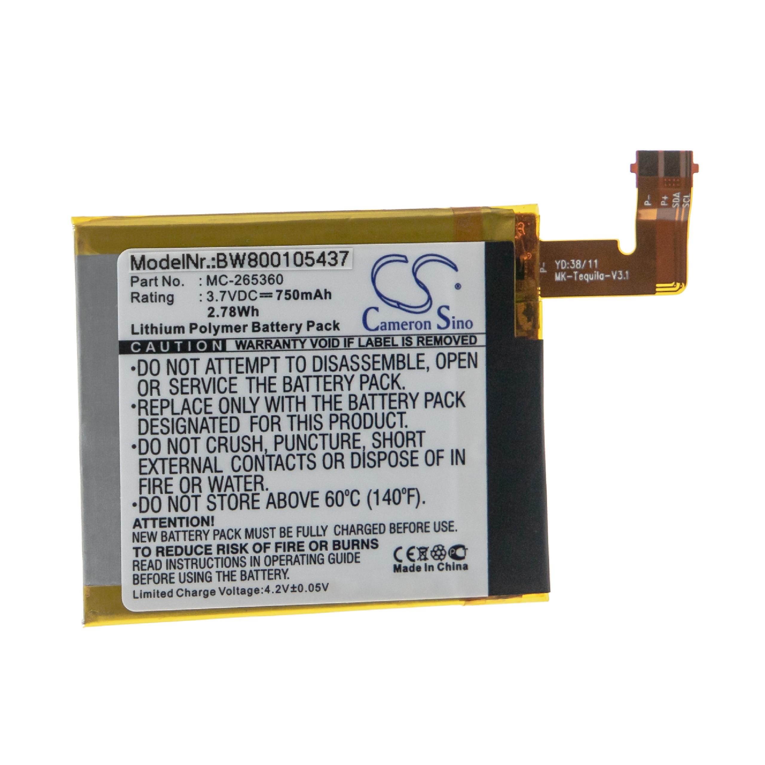 E-Book Battery Replacement for Amazon 515-1058-01, M11090355152, MC-265360 - 750mAh 3.7V Li-polymer