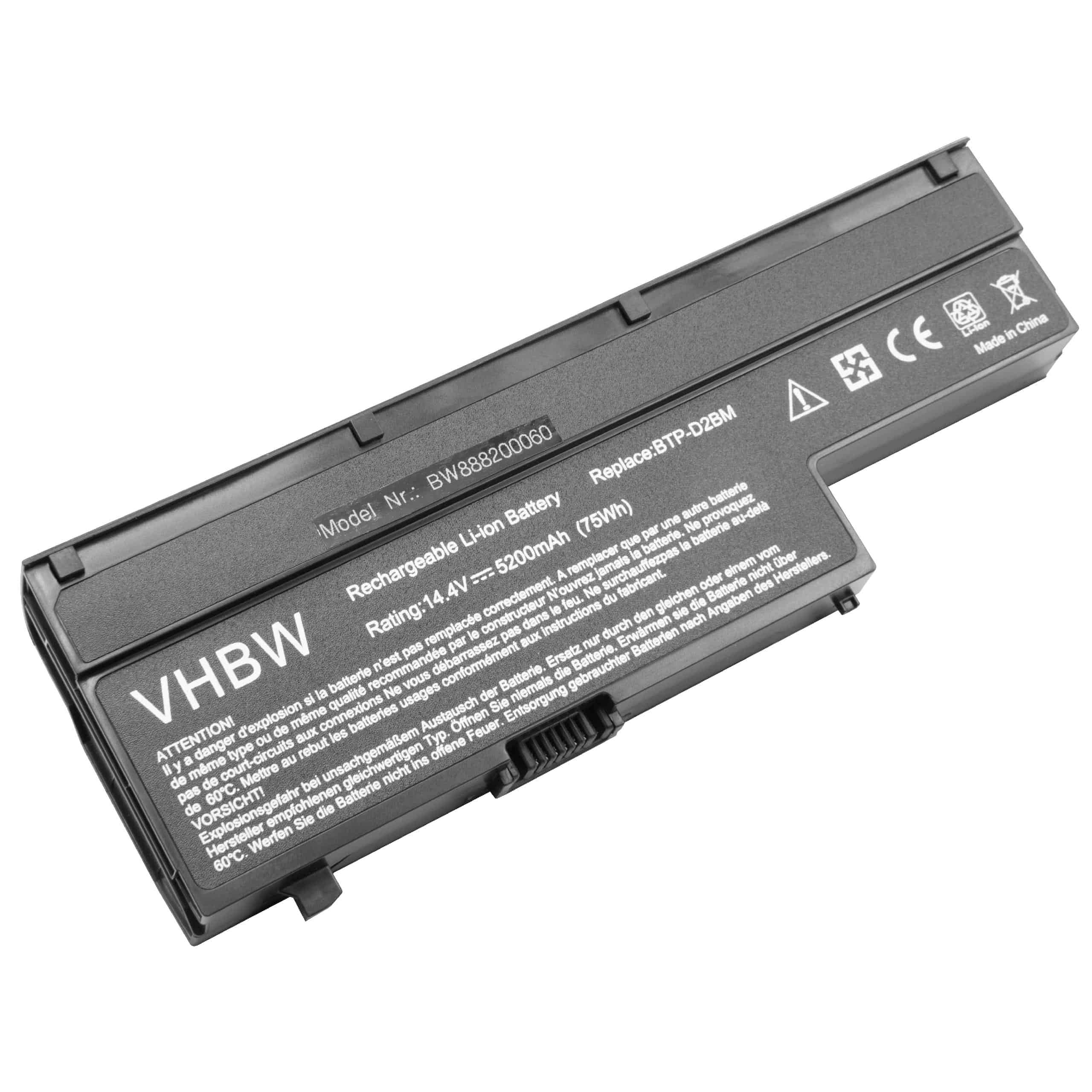 Notebook Battery Replacement for Medion 40027608, BTP-CMBM, 40026269, 40029779 - 5200mAh 14.4V Li-Ion, black