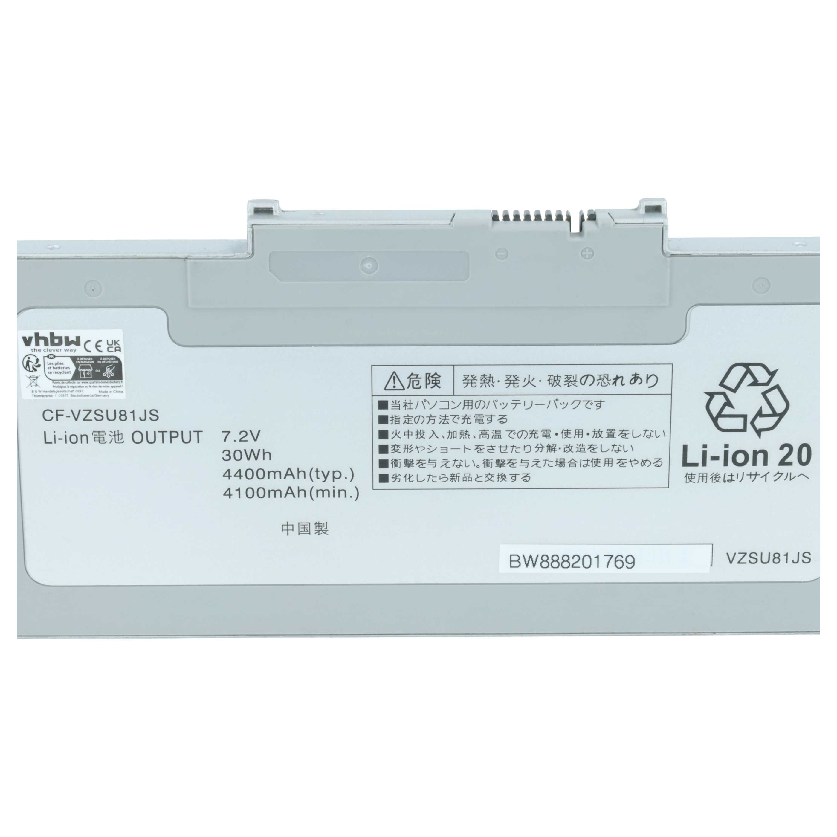 Akumulator do laptopa zamiennik Panasonic CF-VZSU81, CF-VZSU81EA - 4200 mAh 7,2 V Li-Ion, srebrnoszary