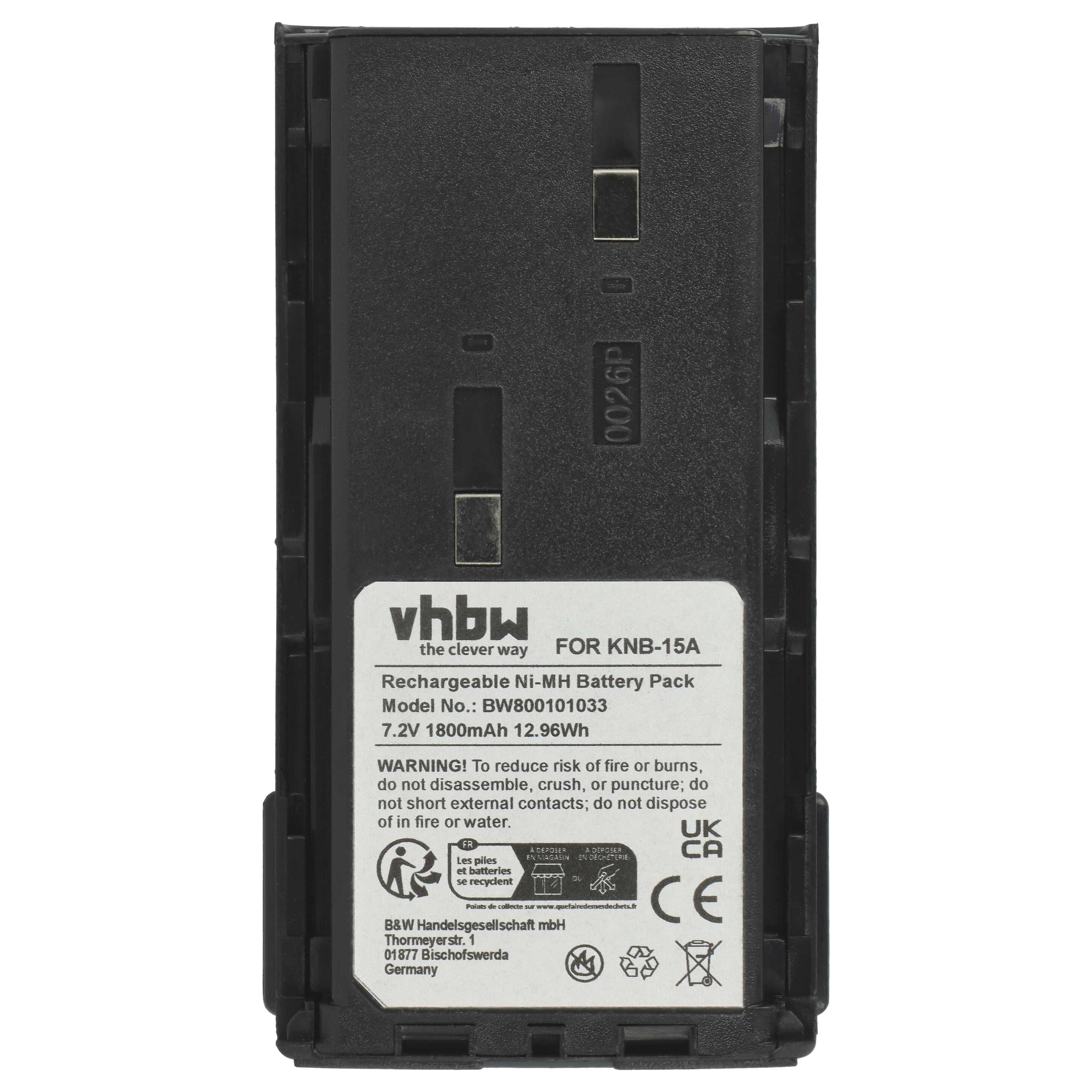 Radio 5x Battery replaces Bidatong BD-15-L - 1800 mAh 7.2 V NiMH