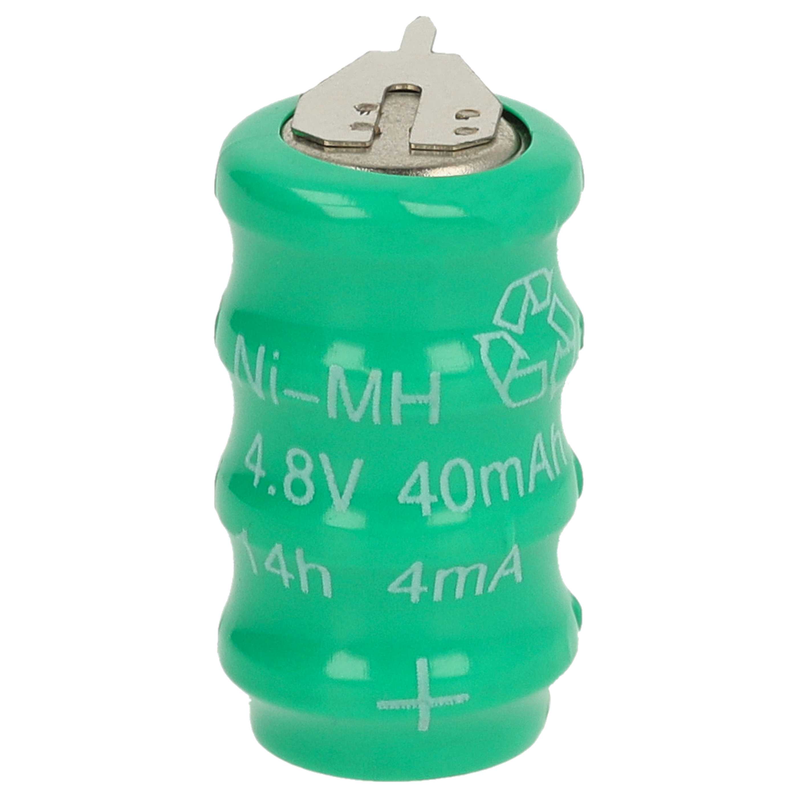 5x Button Cell Battery Type V40H 2 Pins for Model Building Solar Lamps etc. - 40 mAh 4.8 V NiMH
