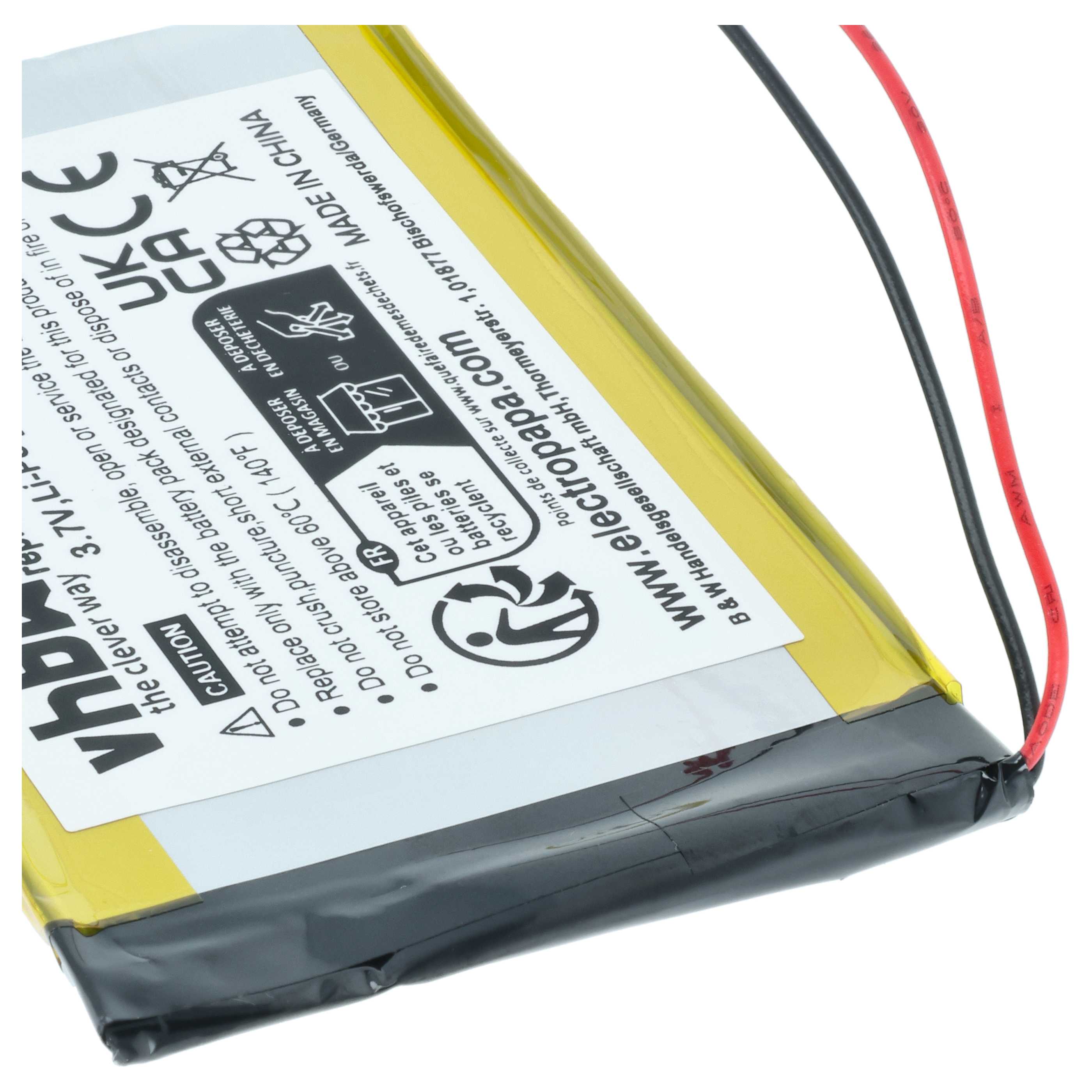 MP3-Player Battery replaces Apple UP325385A4H, P325385A4H - 1600 mAh 3.7 V Li-polymer