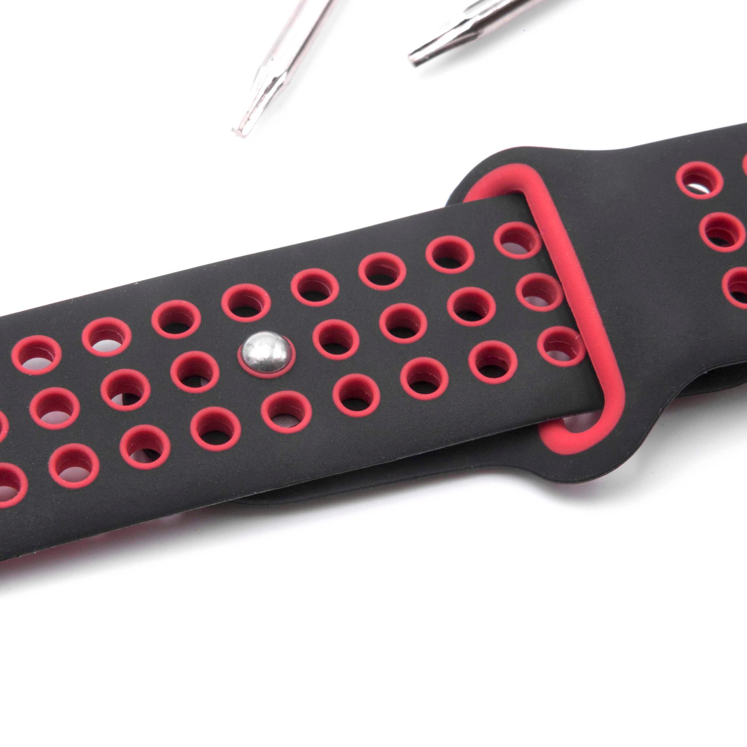 Armband für Garmin Forerunner / Approach Smartwatch - 12 cm lang, 22mm breit, Silikon, schwarz, rot