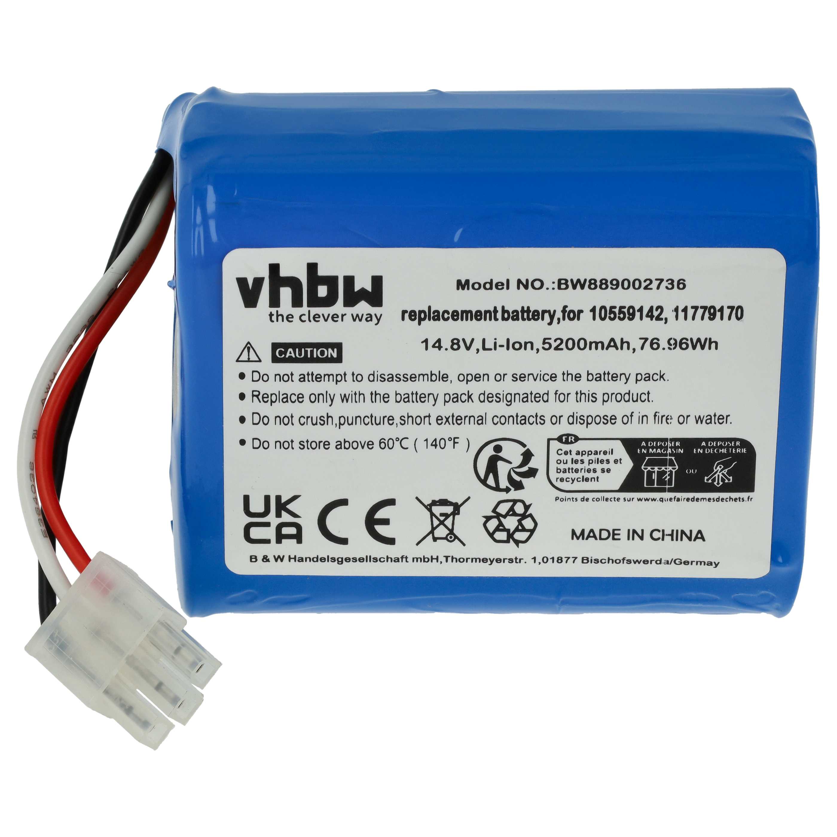 Battery Replacement for Miele 11779170, 10559142 for - 5200mAh, 14.8V, Li-Ion