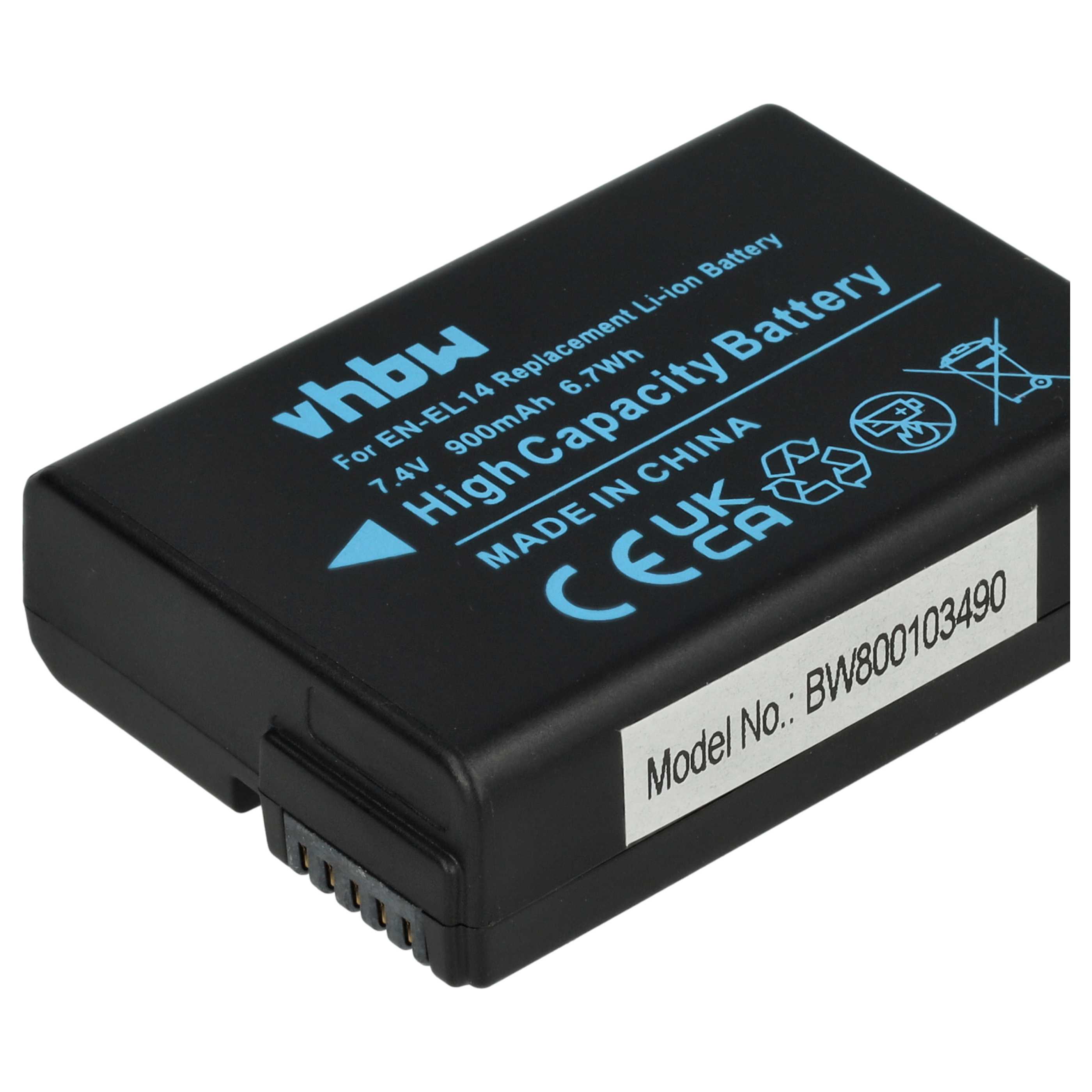 3x Battery replaces Nikon EN-EL14 - 950mAh, 7.2V, Li-Ion with Info Chip